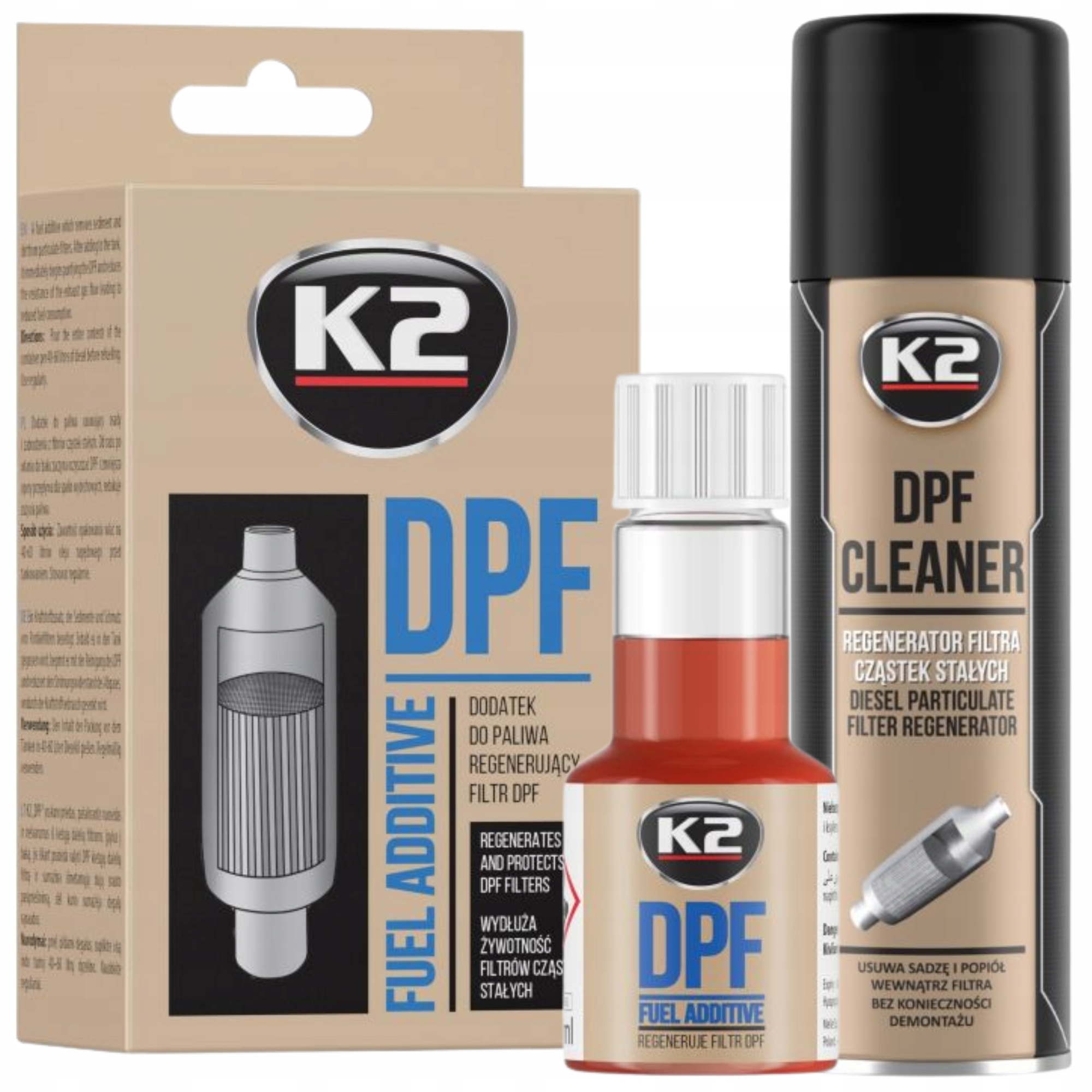 Środek do czyszczenia Dpf dodatek do paliwa preparat płyn K2 Zestaw