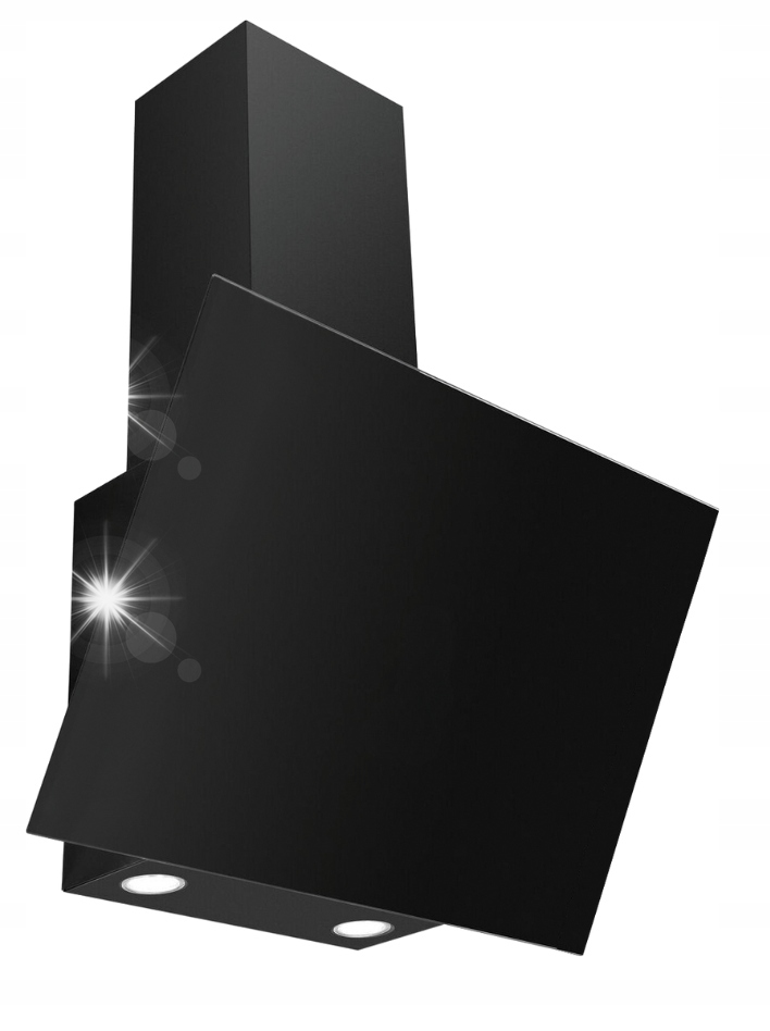 Okap kuchenny kominowy Maan Vertical Glass 60 cm Czarny Przyścienny Skośny