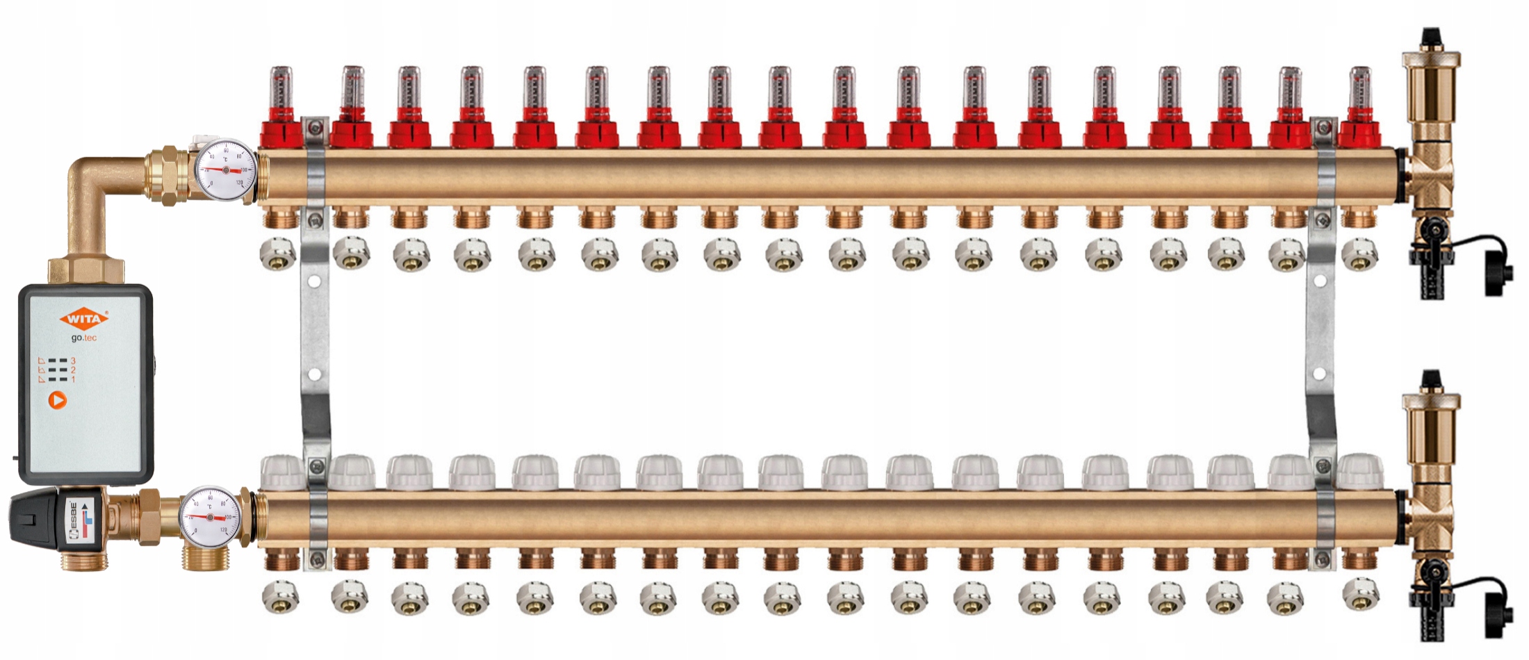Mosazný Podlahový Rozdělovač 18 Čerpací Skupina Vítá Go.tec Pex Konektory