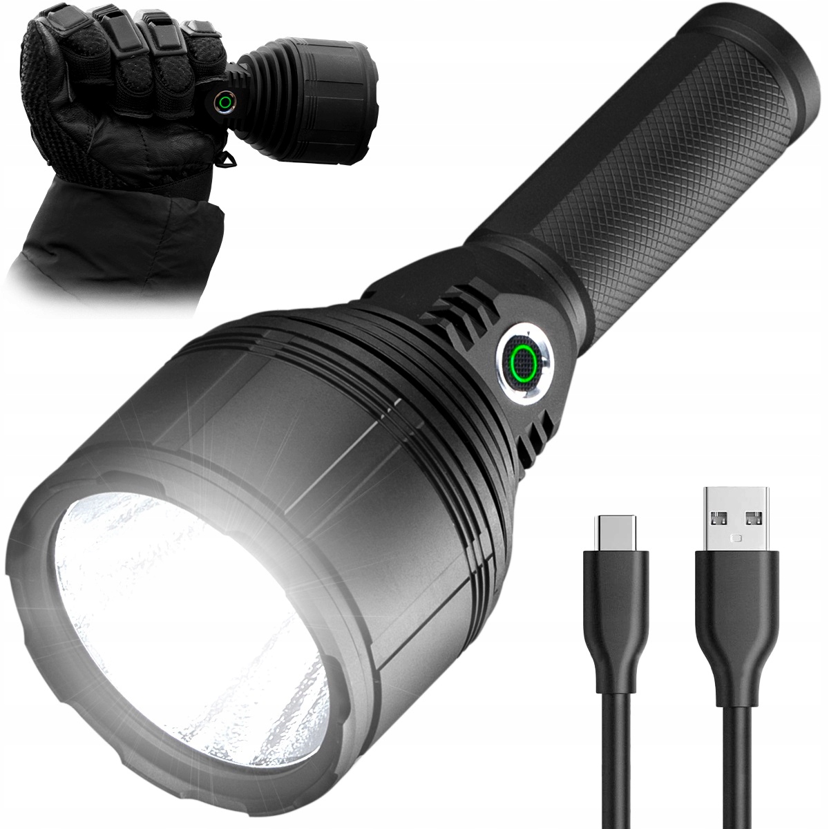 Led Taktická Nabíjecí Svítilna Reflektor IPX6 Usb-c XHP90 30W Pro Vayox