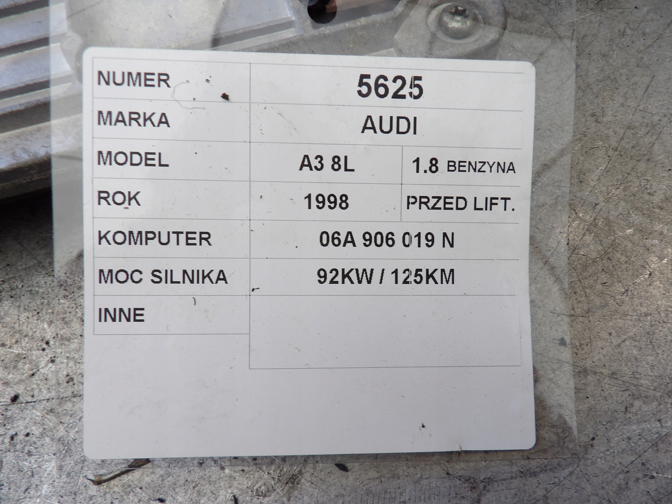 Audi A3 8L computer, control unit 06A906019N 5WP439203