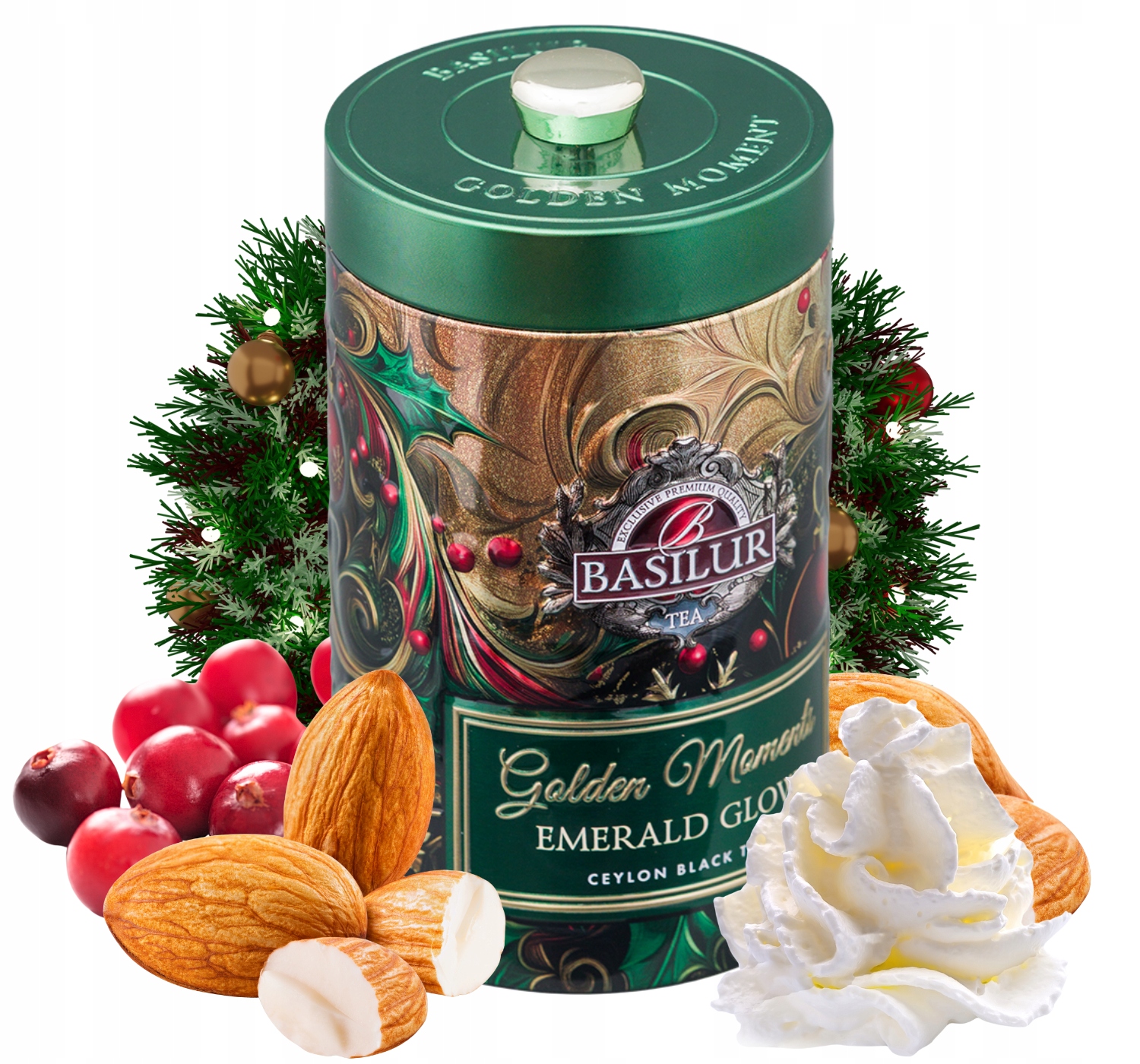 Levně Basilur Golden Moment Emerald Glow – černý čaj s brusinkami – 100 g
