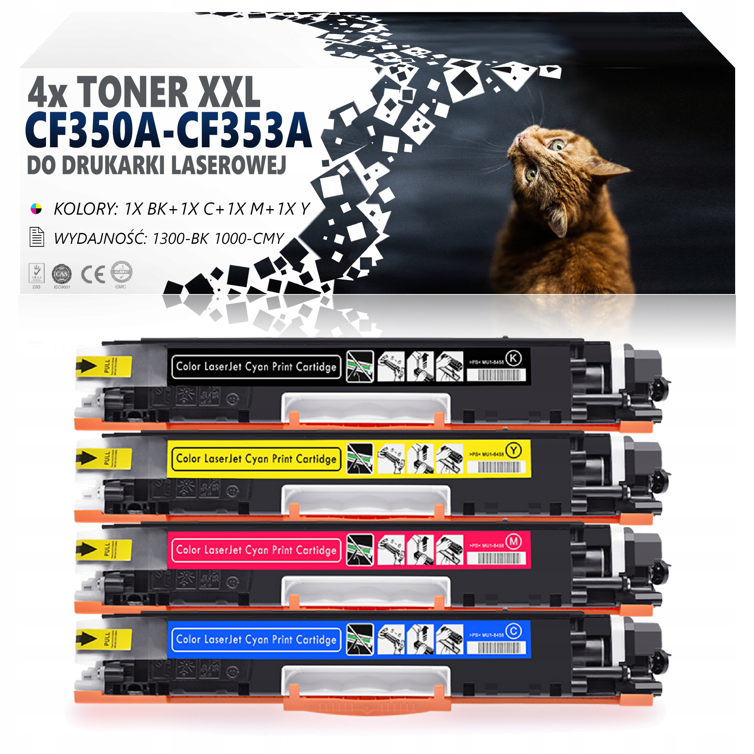 

4x Toner xl Do Hp Pro M176N M177FW Hp 130A Komplet