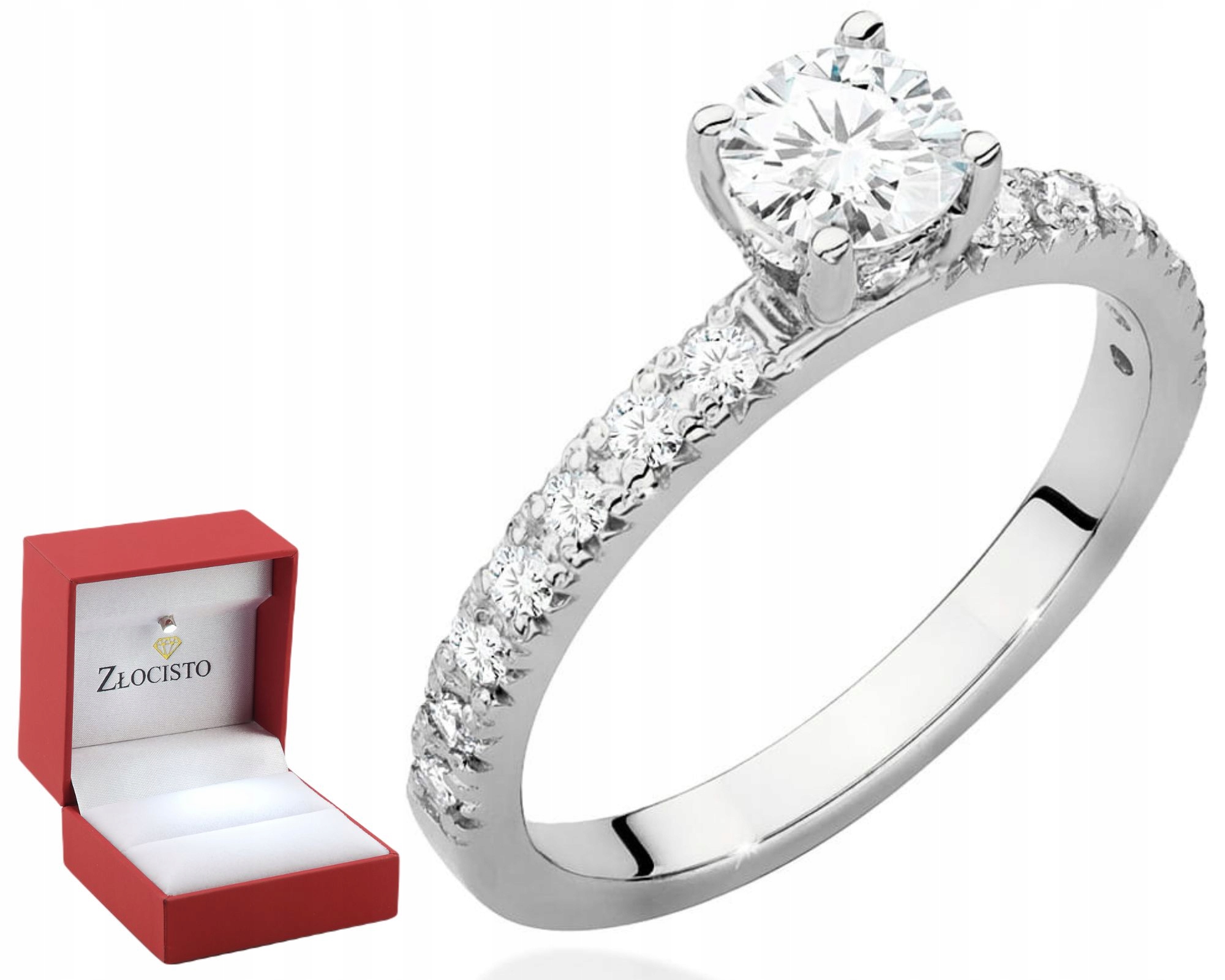 Bílé Zlato Prstýnek S Diamanty Gravírování 585 Bonus Dárek