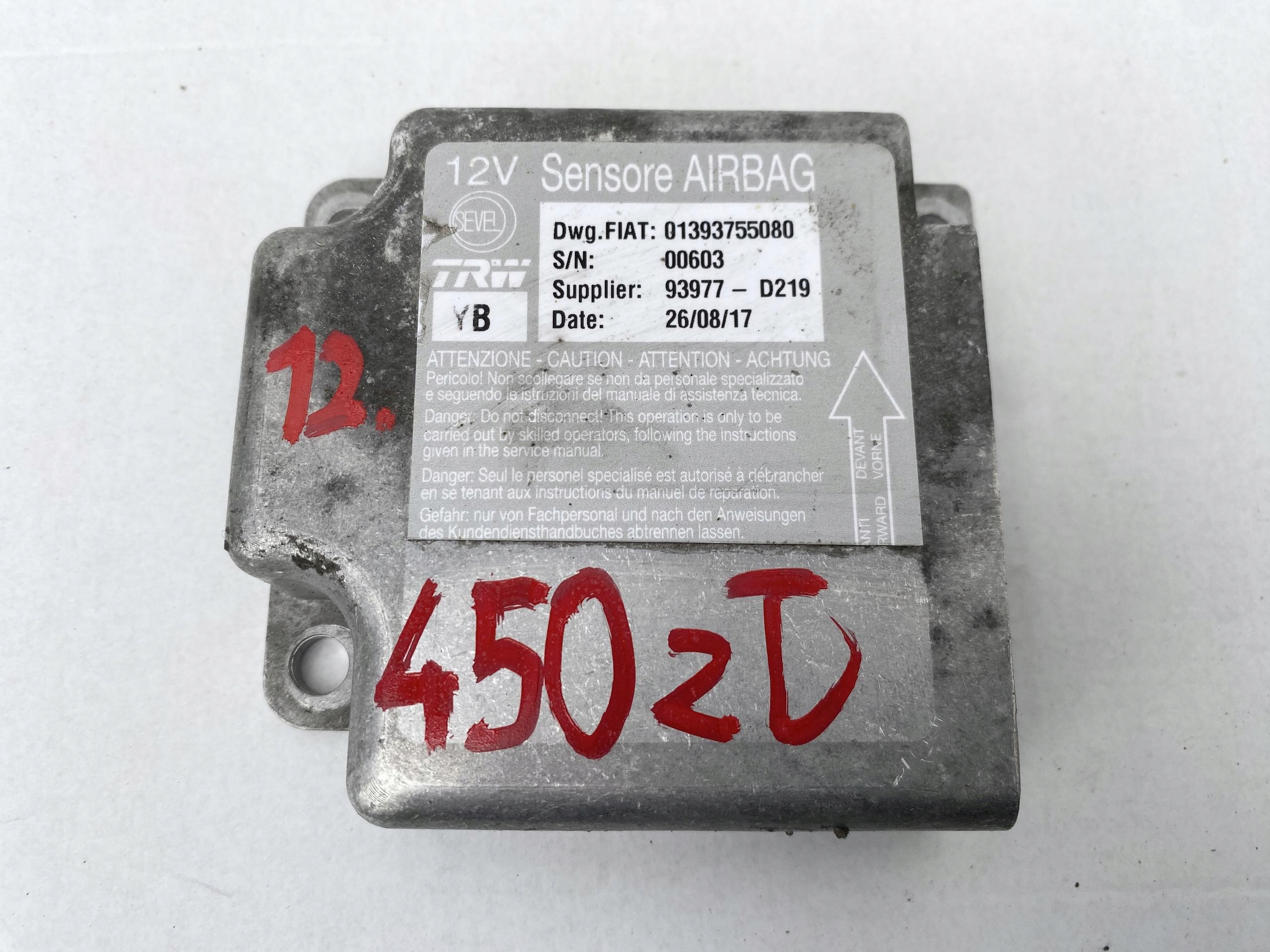 DUCATO BOXER JUMPER 14- modulo SENSOR Centralina airbag airbag 1393755080