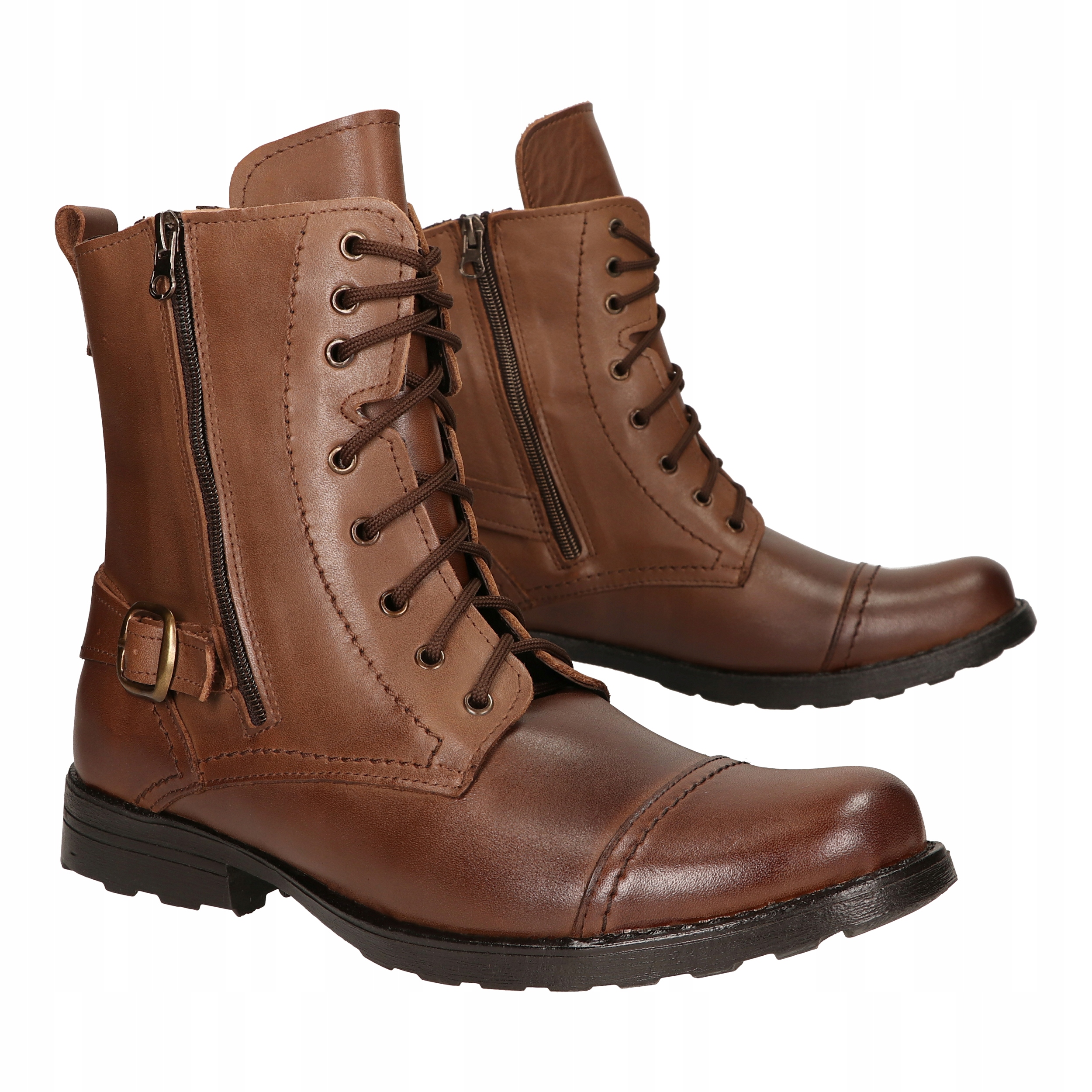 BUTY MESKIE SZTYBLETY SKÓRZANE CAŁOROCZNE MILITARNE MOTOCYKLOWE MEDARD R39