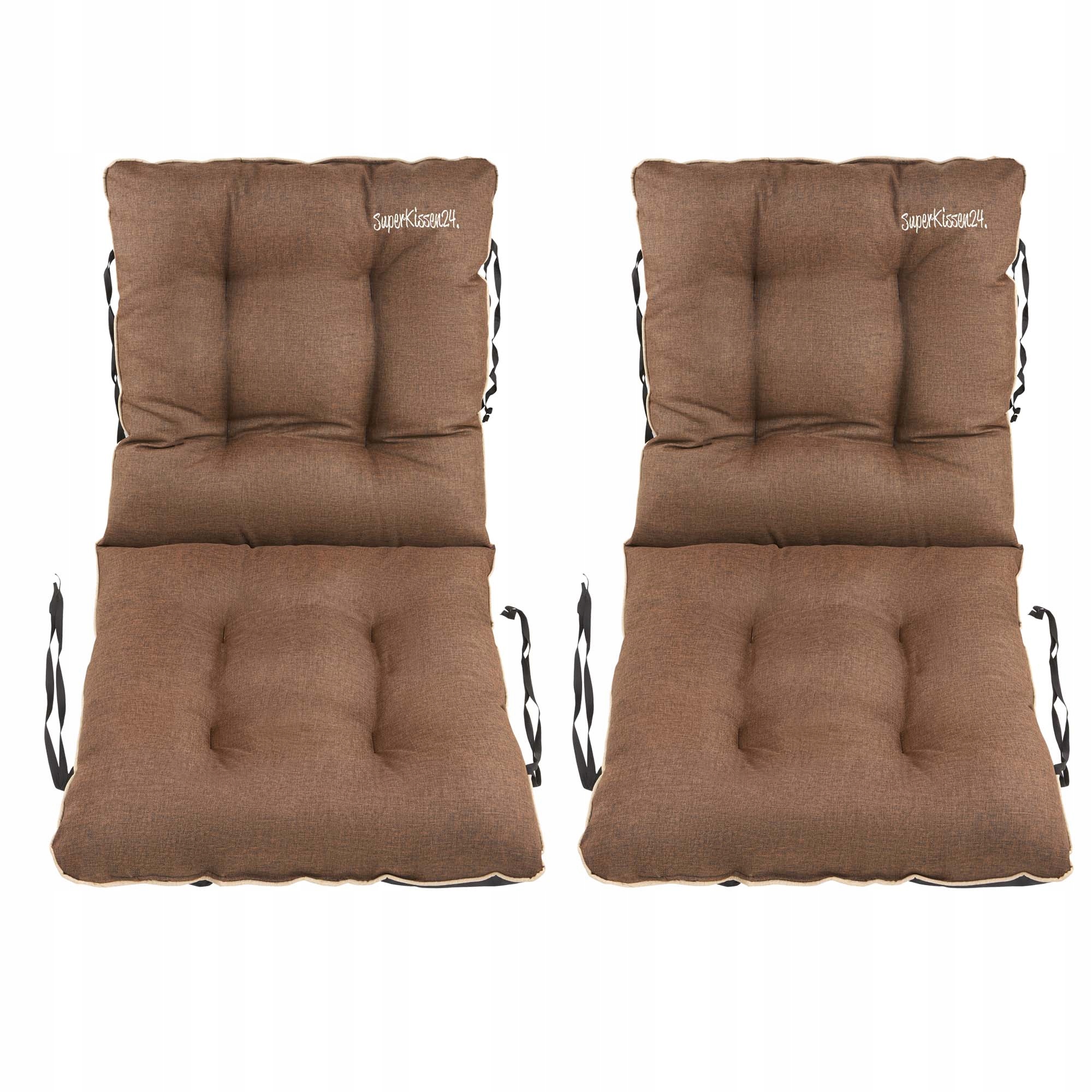 Polštář na židli 48x48x48 hnědý len set 2ks