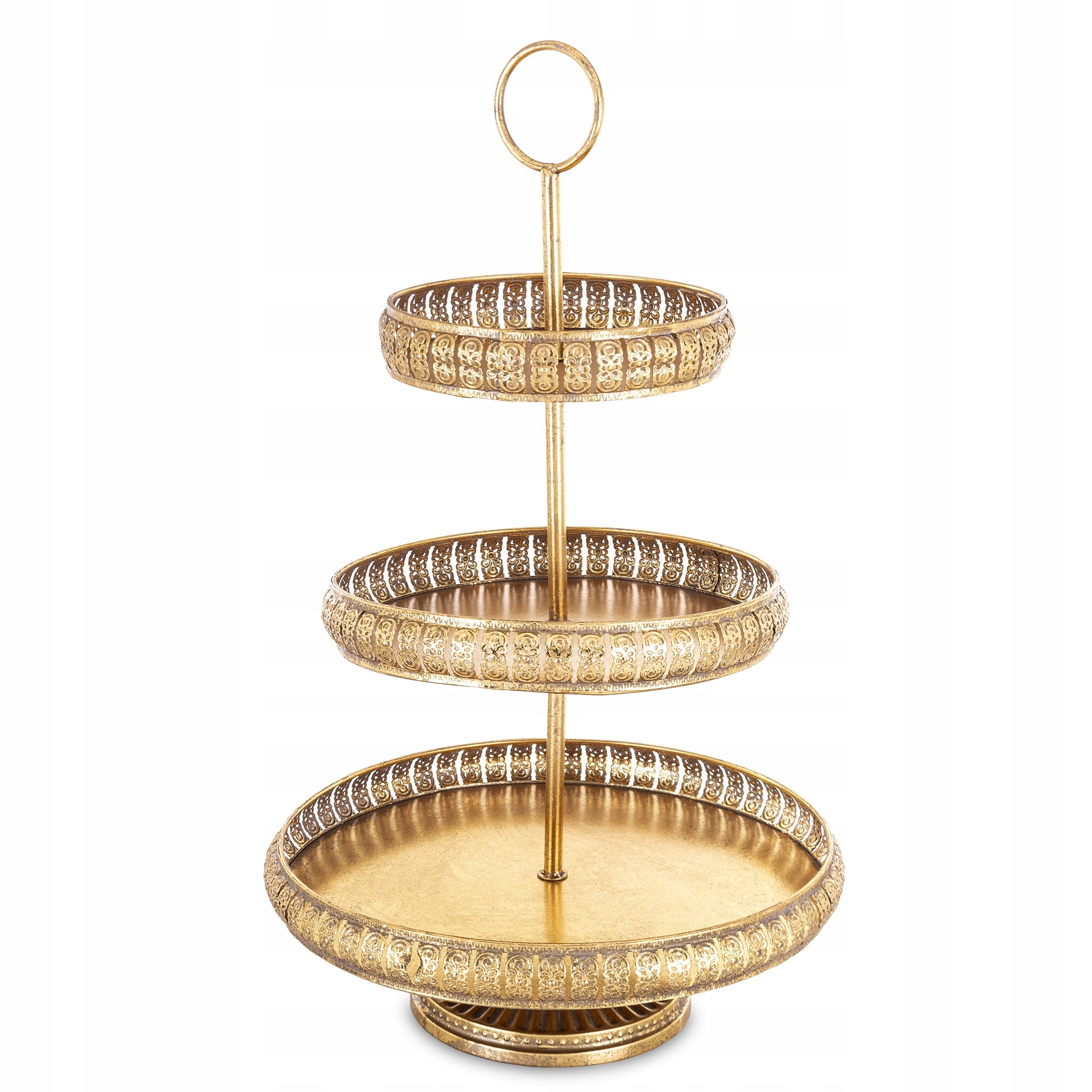 Patera poschodová zlatá kovová dekoratívna glamour