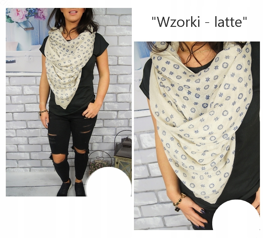 Modny SZAL APASZKA chusta lekki PASTELOWY - WZORY Marka Distribution4you