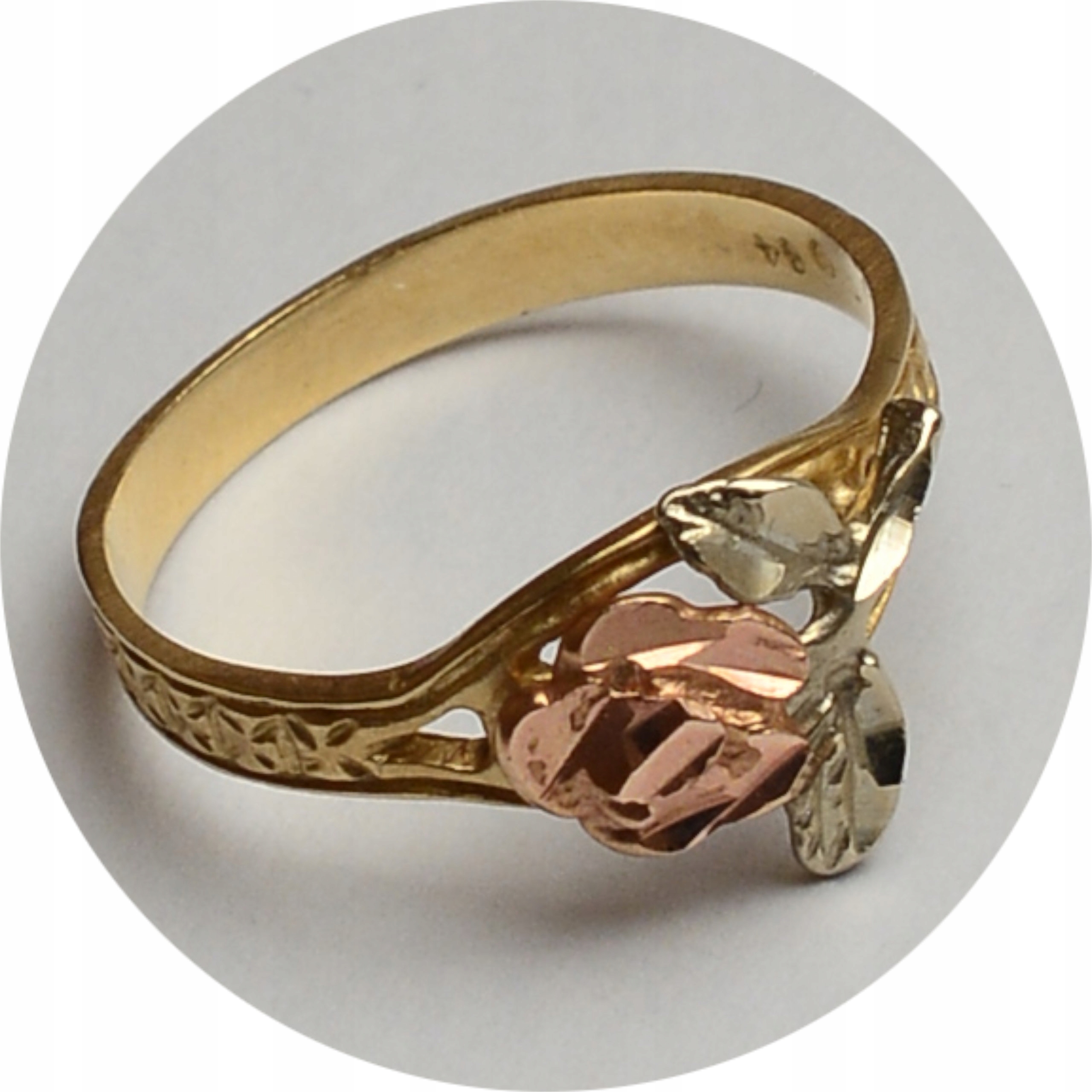 2.vv.ZŁOTY PIERŚCIONEK z RÓŻĄ 3 kolory