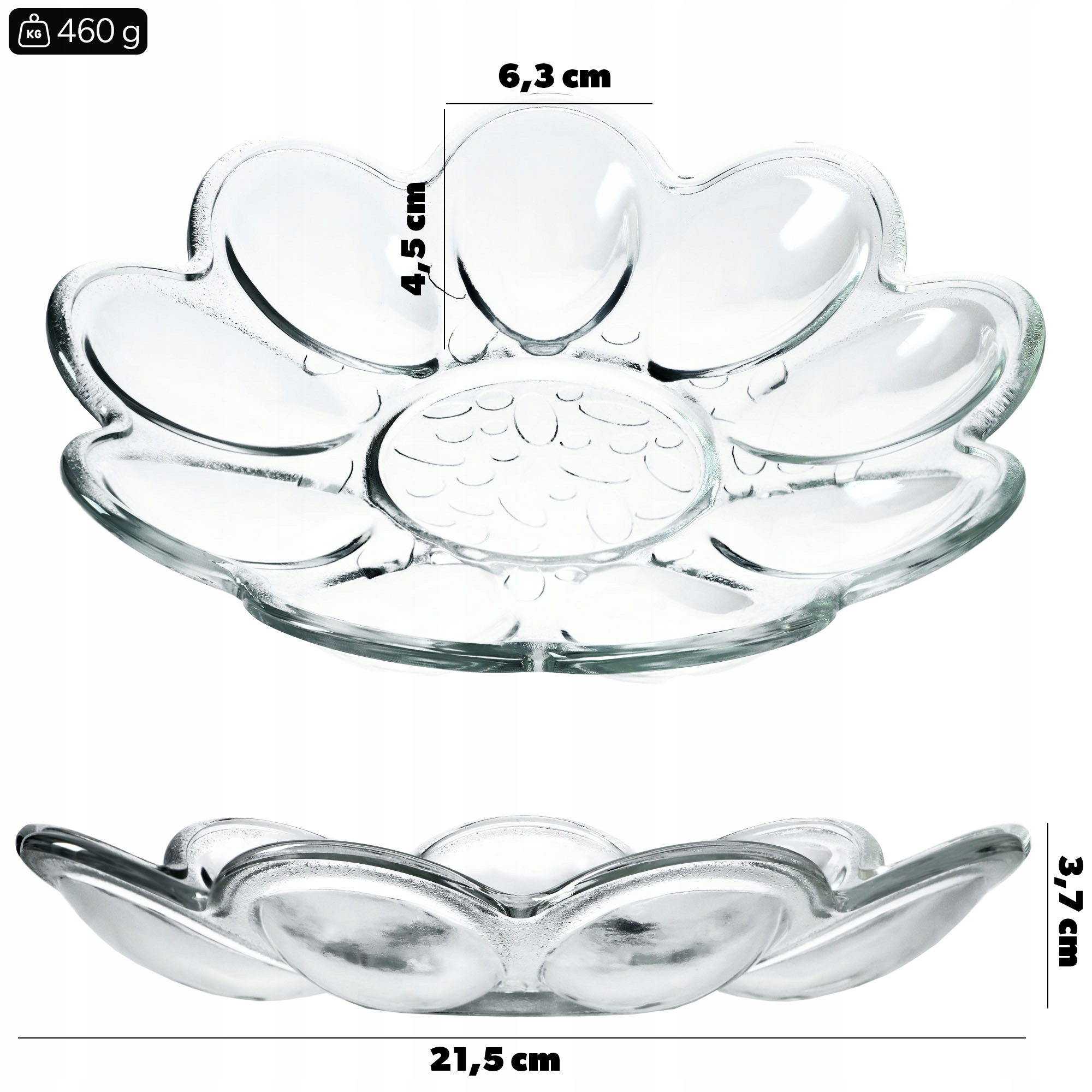 TALERZ TALERZYK NA JAJKA PÓŁMISEK SZKLANY DO JAJ Marka Kadax