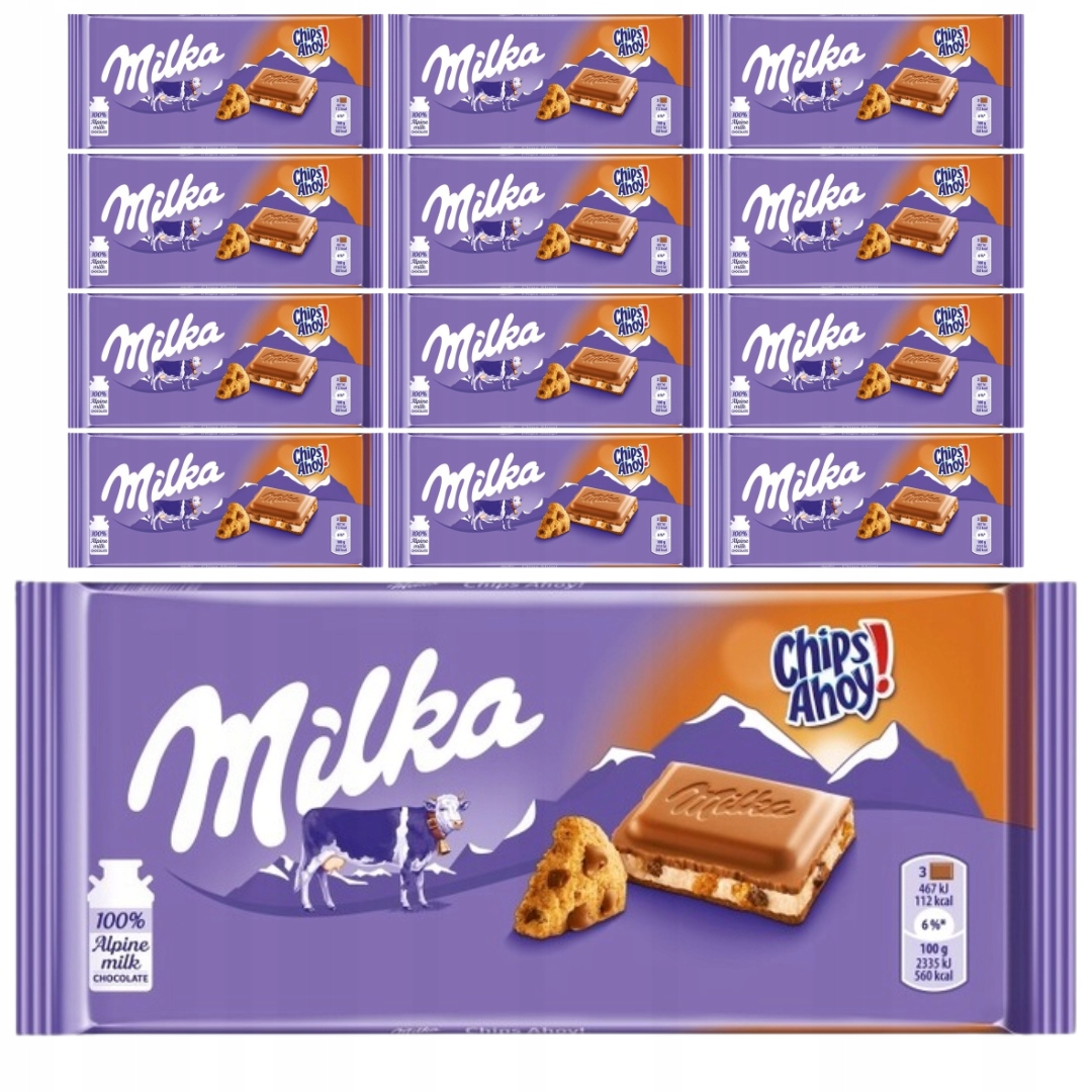 Levně Milka Čokoláda s náplní rozdrcené kousky sušenek 100 g x 12 ks