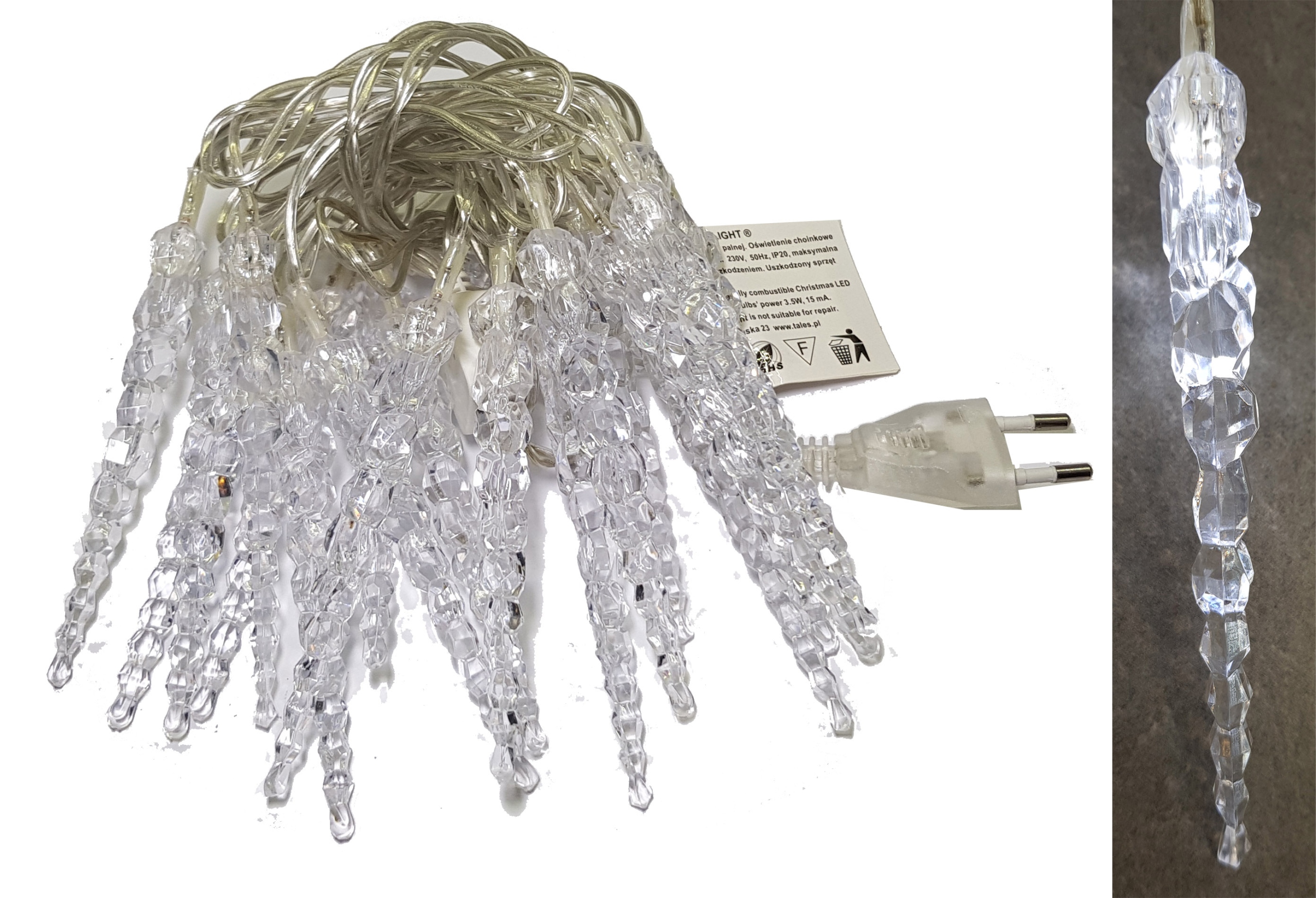 

Sople świetlne Lampki choinkowe Kurtyna 20LED 2m
