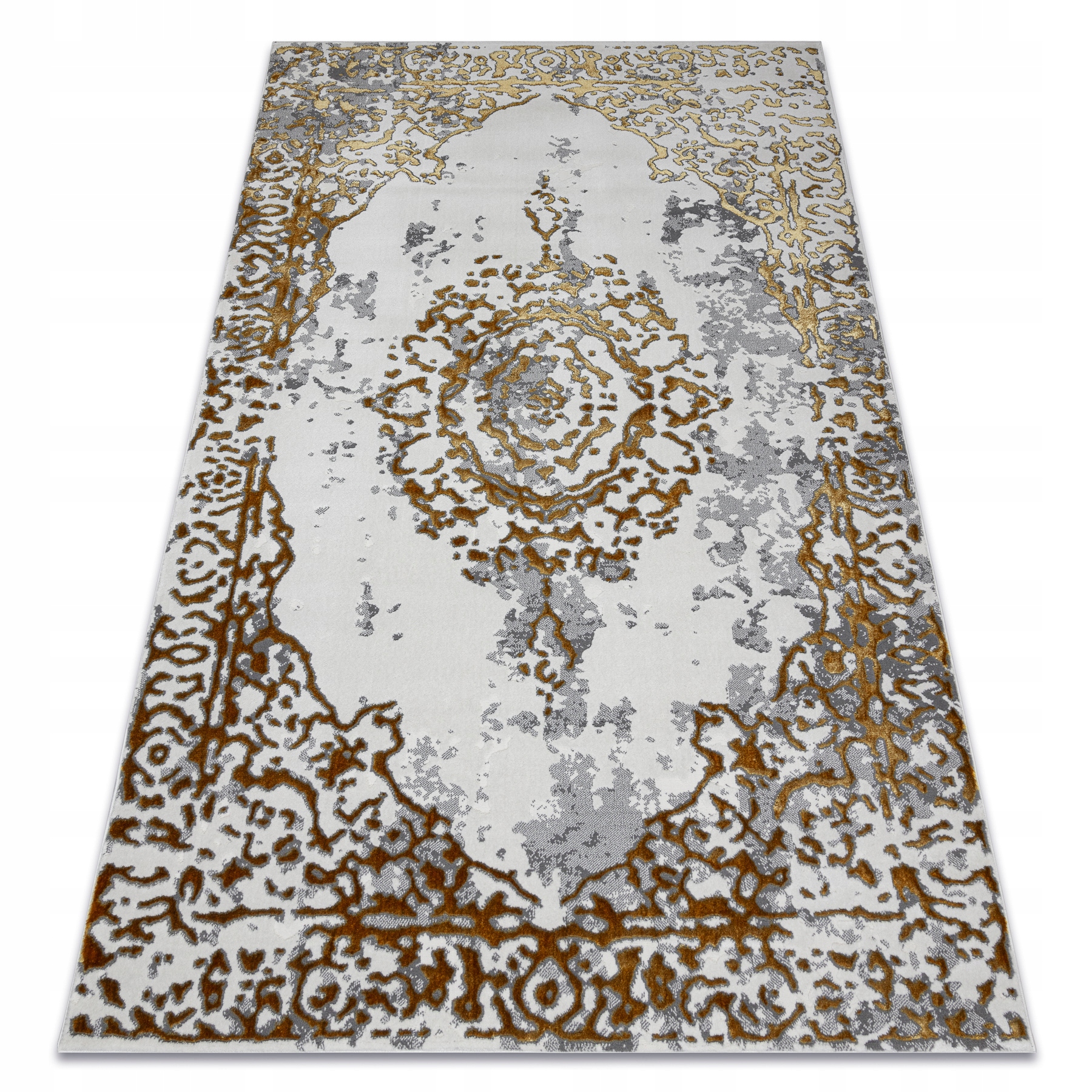 Dywan Glamour Strukturalny Dwupoziomowy Ornament złoty/biały 180x270 cm