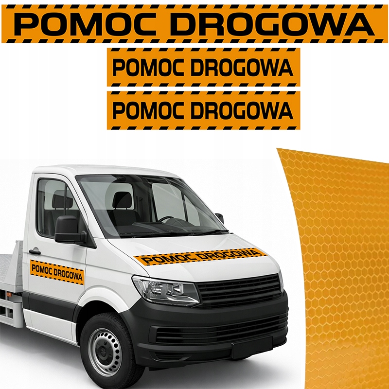 3 Samolepky Silniční pomoc Autolaweta Autopřepravník Odtahový vůz Sada 140 Cm