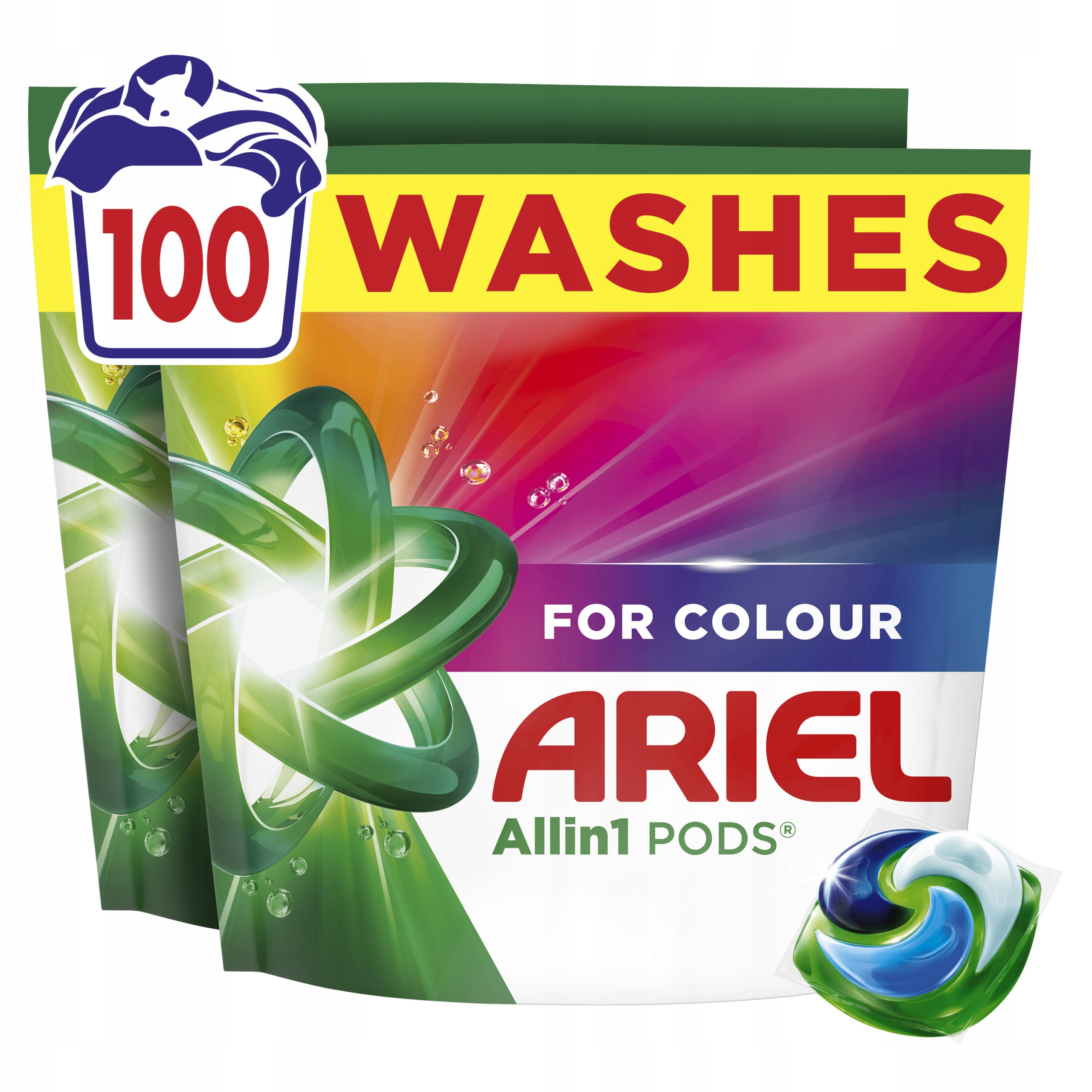 Kapsułki do Pralki Prania Kolorowych Uniwersalne Ariel 4w1 Pods 100 Prań