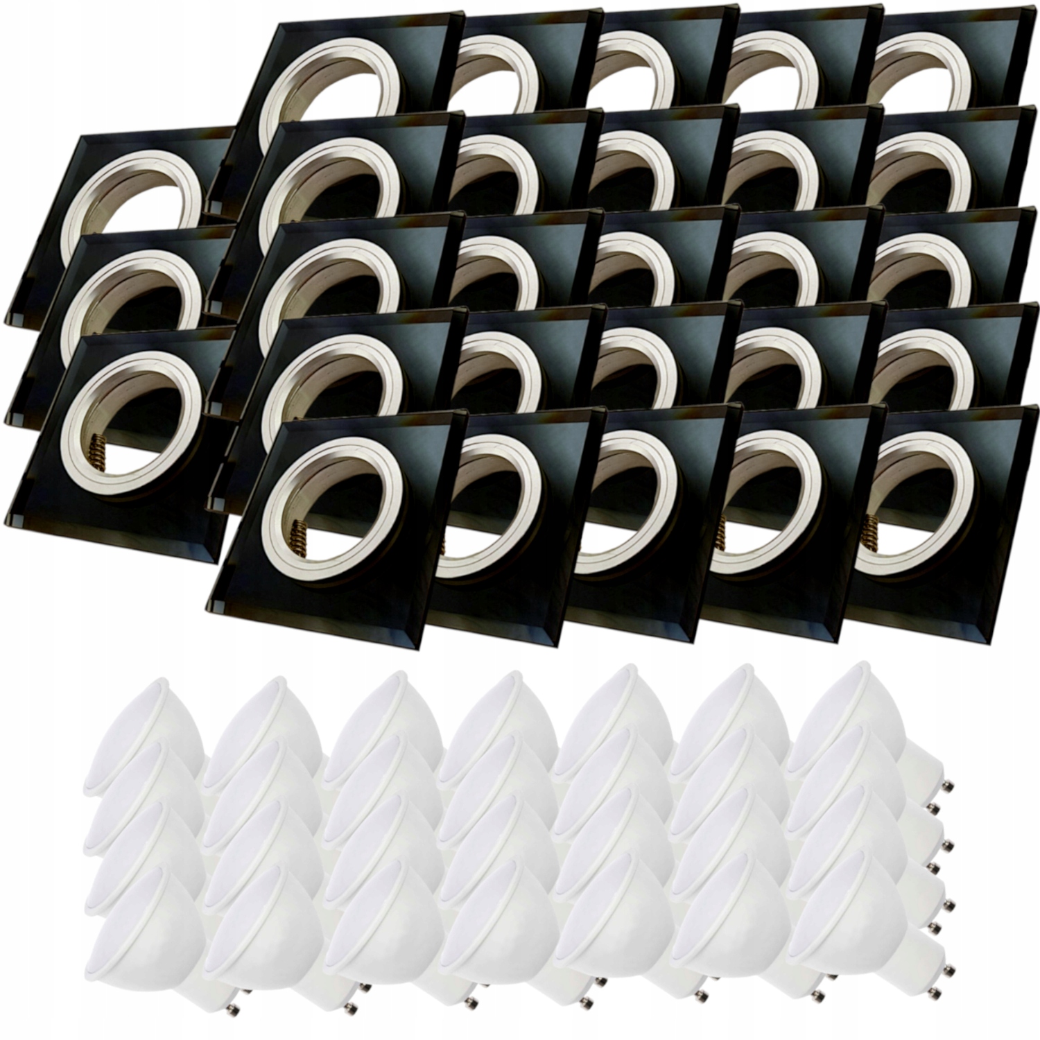 28x Černá Stropní Lampa Halogenová Objímka Sklo Led Žárovky 1.5W
