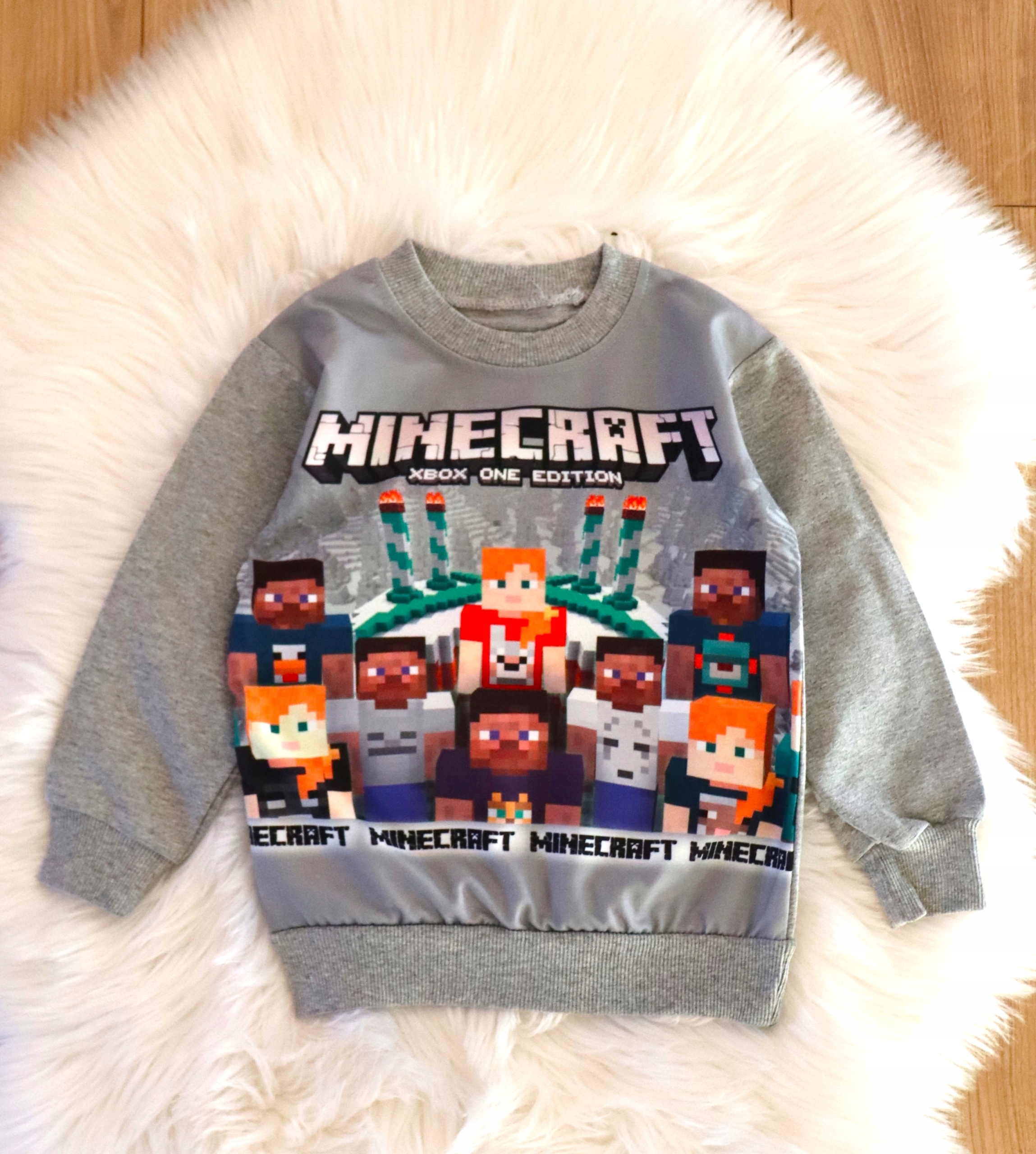 BLUZA DRESOWA chłopięca 104 MINECRAFT SZARA Marka Inna marka