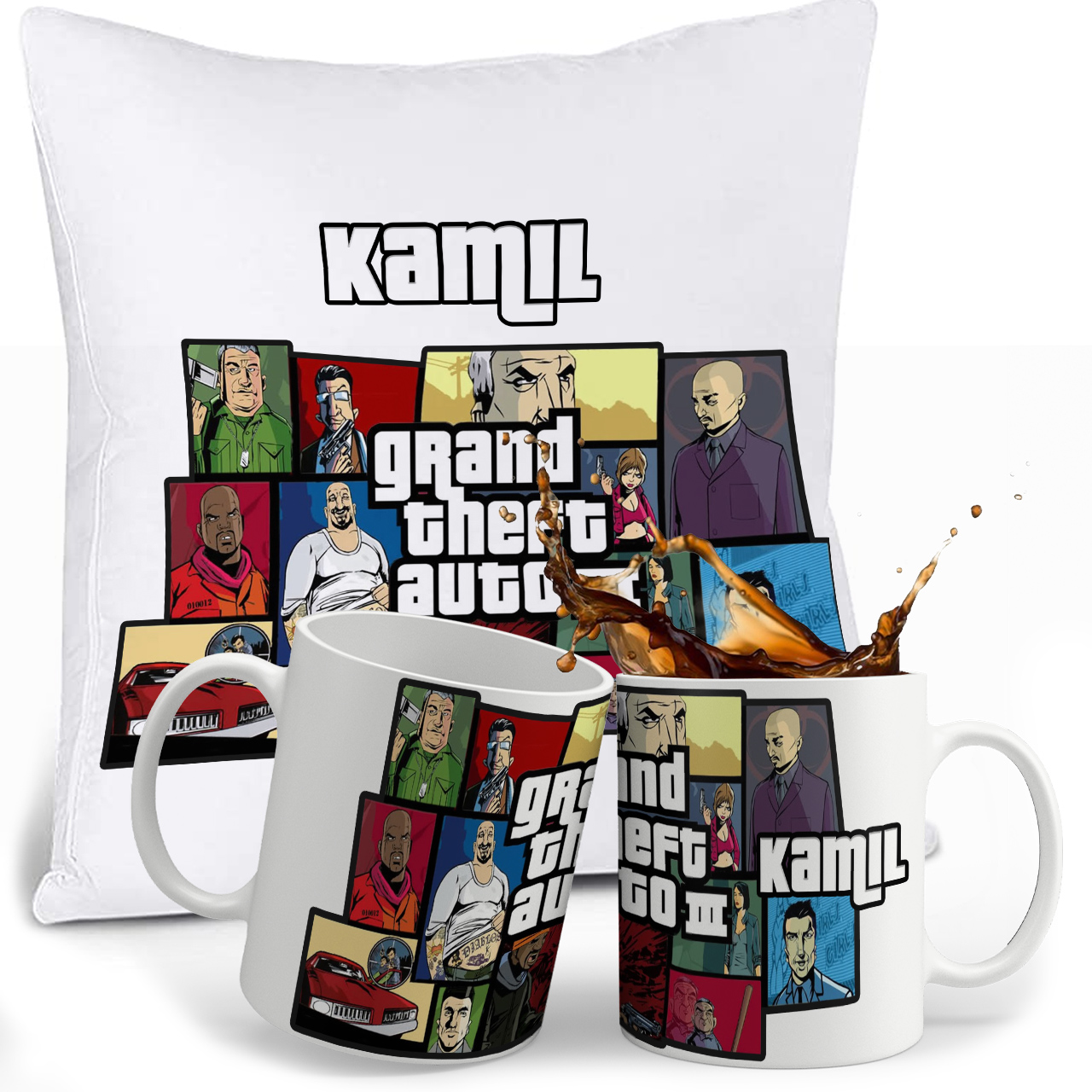

Zestaw Gta V Kubek Poduszka Imie