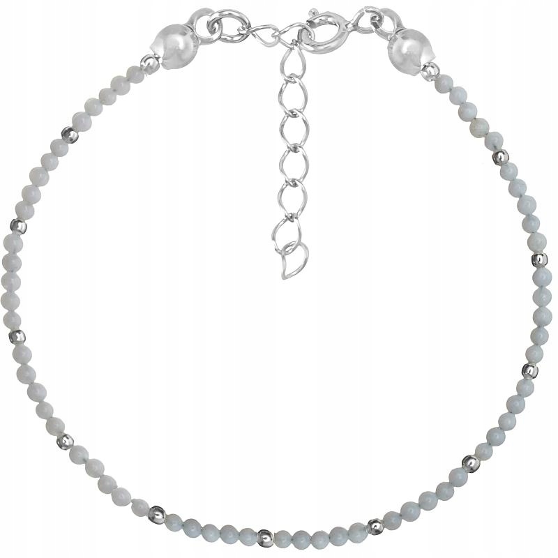 Stříbrný náramek chalcedon modrý 2 mm