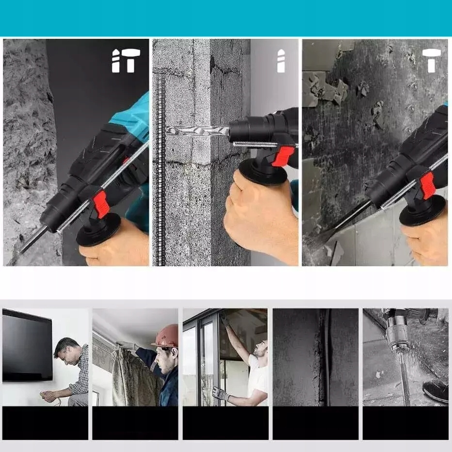 WIERTARKA UDAROWA Z 4 FUNKCJAMI AKUMULATOROWA WIERTARKA UDAROWA W BETONIE Prędkość obrotowa 4260 RPM