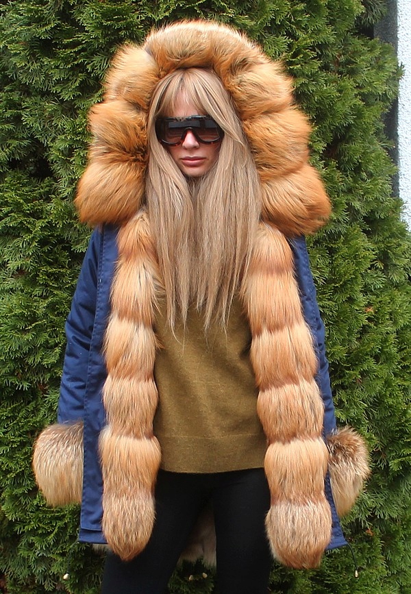 PARKA-FUTRO Z LISA-FUR-LISY-KAPTUR-LISÓW- KURTKA- S