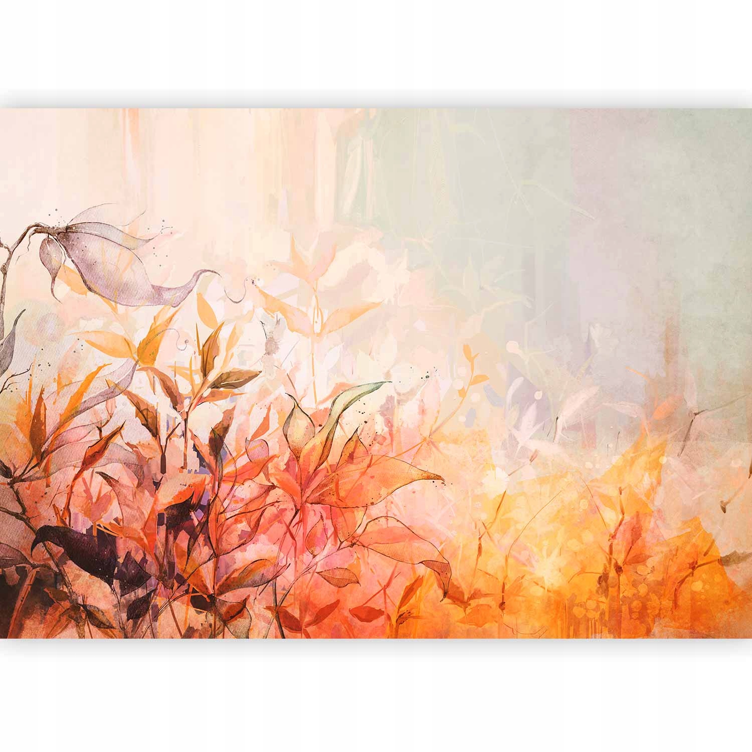 Fototapeta Samoprzylepna Pomarańczowe Liście Akwarela Mural Do Spa 490x350