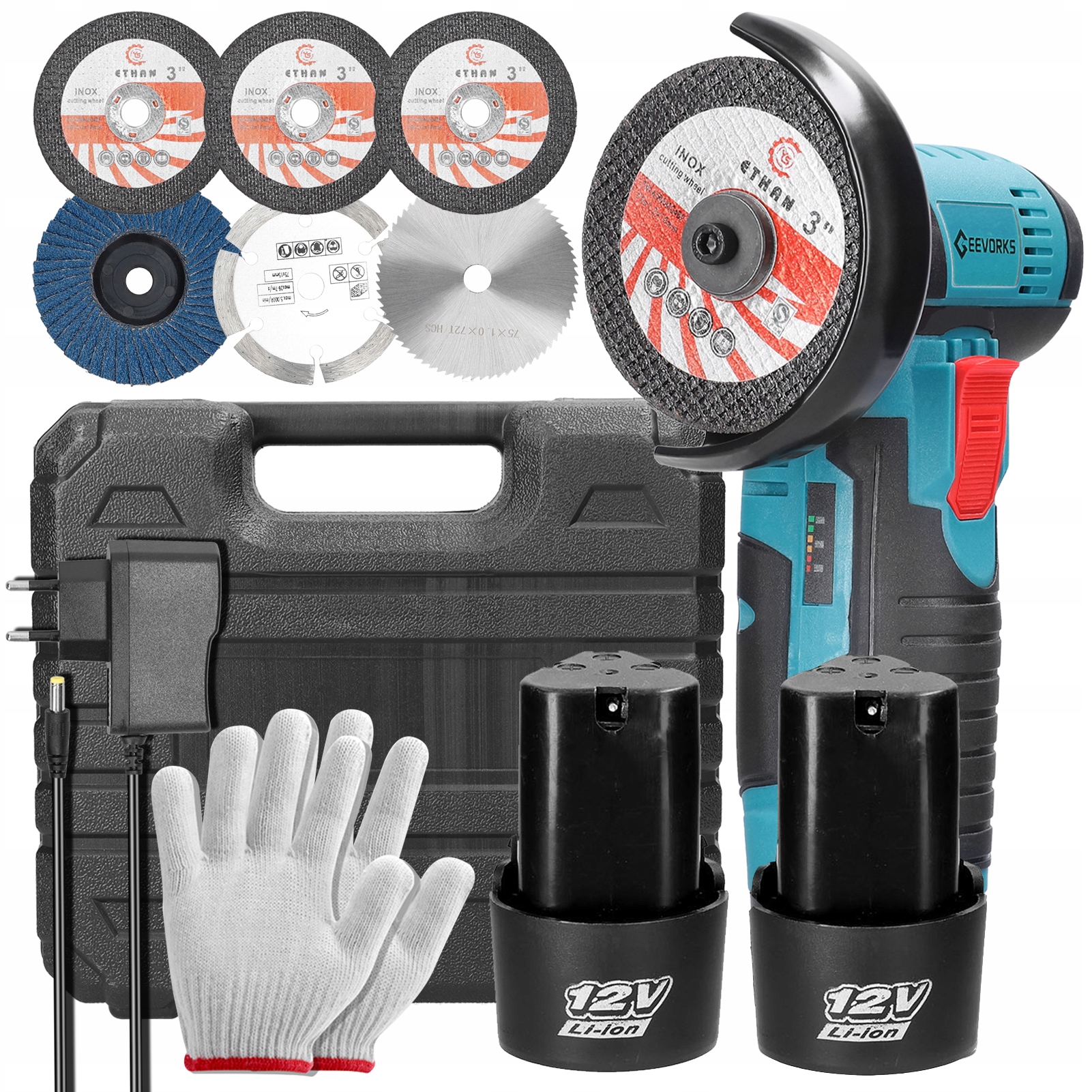 Szlifierka Kątowa Geevorks 12V 19500RPPM 2 x Aku