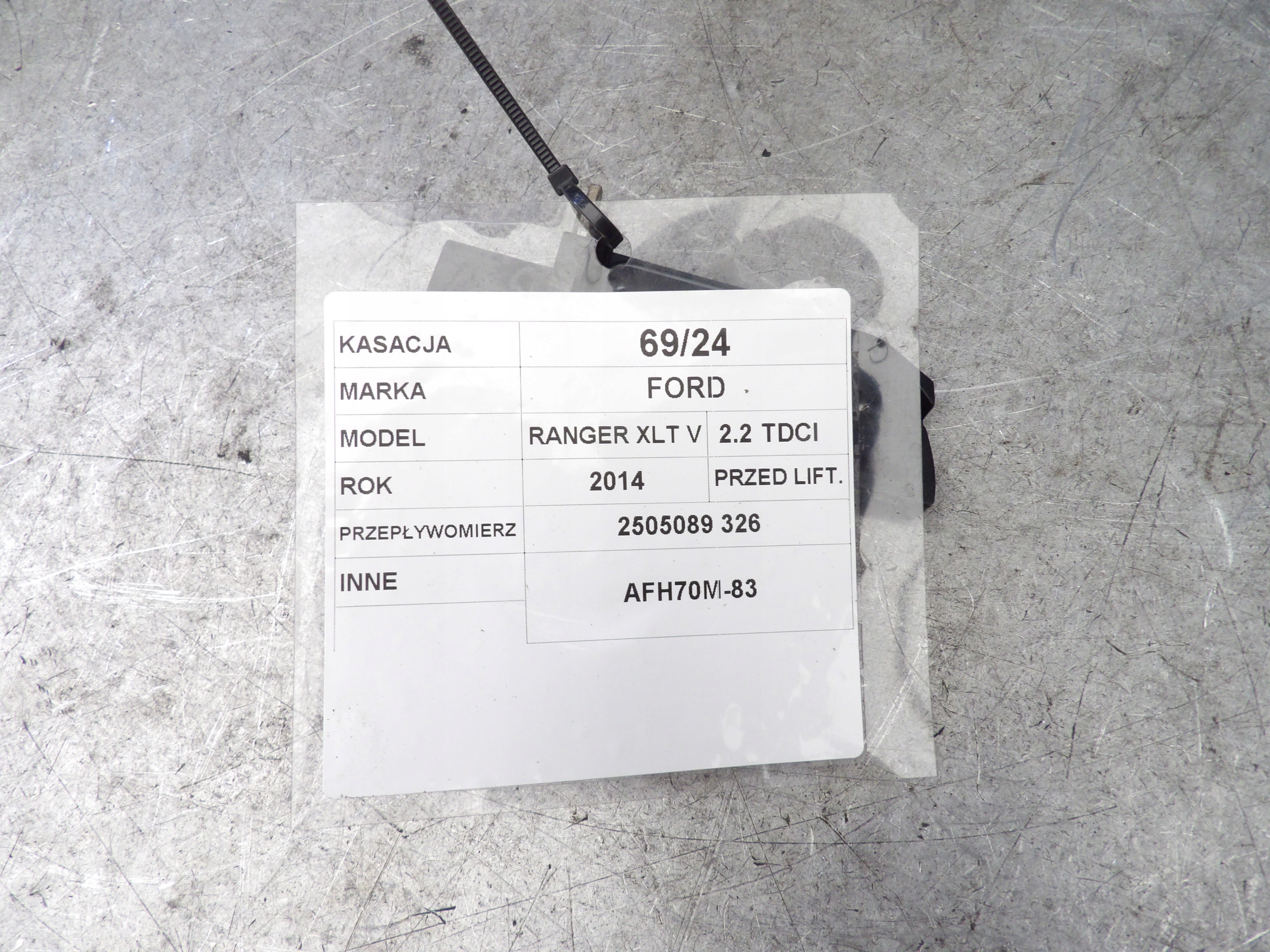 Ford Ranger XLT V 2,2 TDCI flow meter AFH70M83