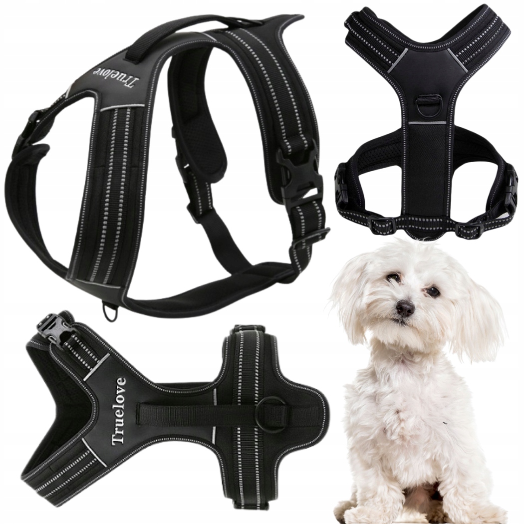 Levně Postroj Pro Psa Easy Walk Pevný S Rukojetí Truelove Security Černý Xs