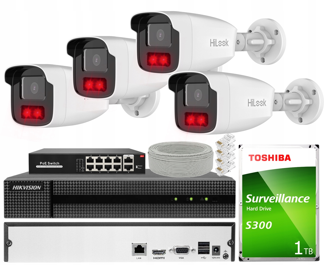 Sada pro monitorování Hikvision HWN-2108MH+IPCAM-B2-50IR Kit 8CH Poe