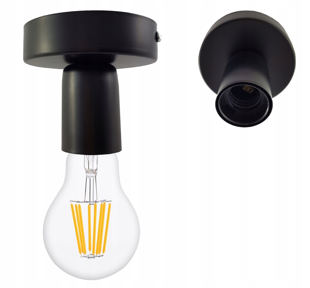 

Lampa sufitowa plafon czarny Loft na E27 Edison