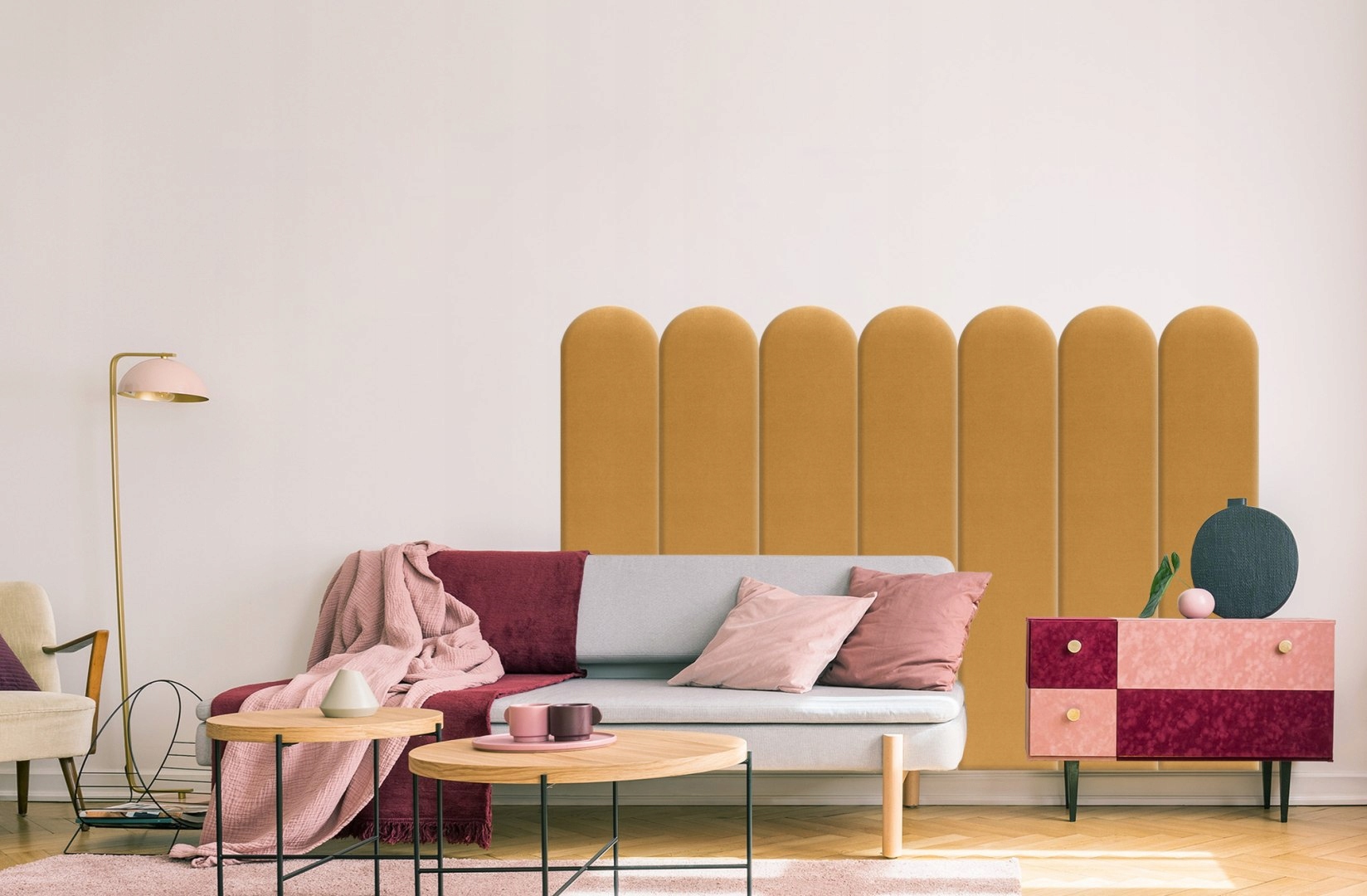 Panel Tapicerowany Żółty 20x100 cm Kształt wzoru płot