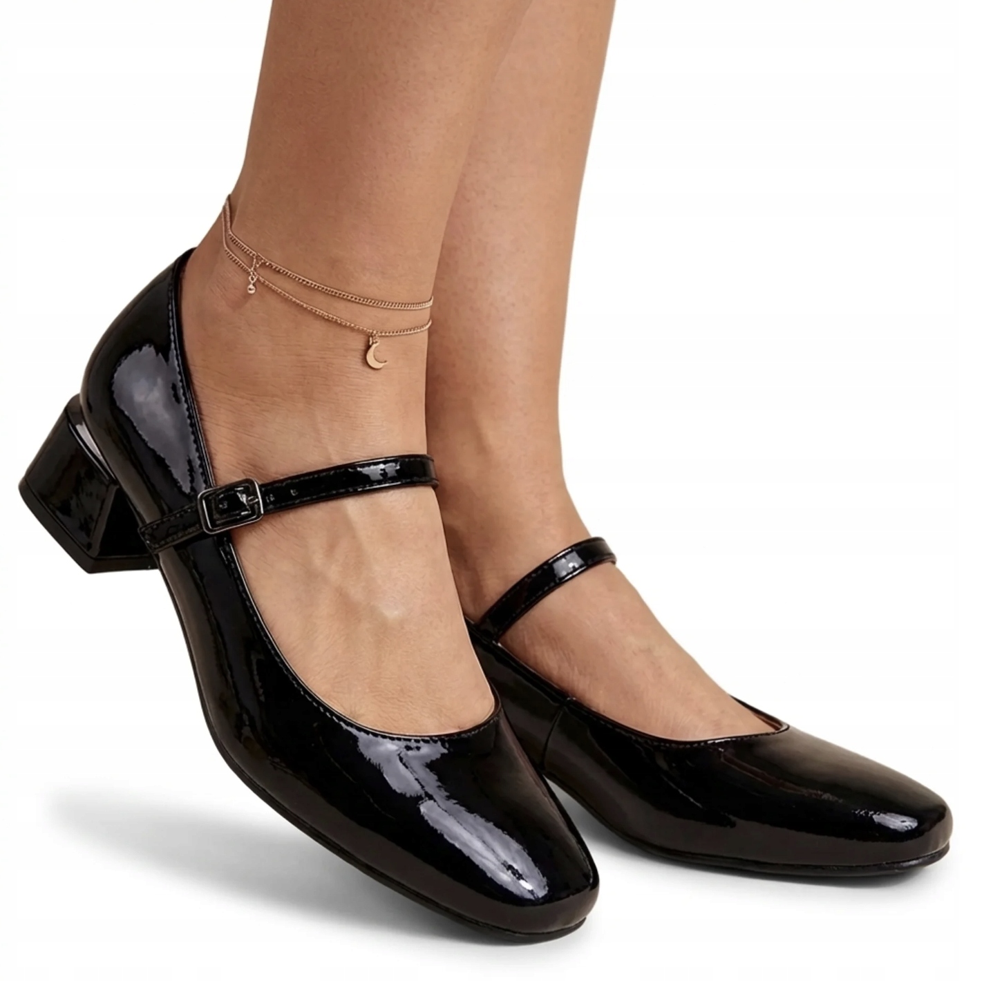 Półbuty Czółenka Damskie Potocki 12815 Buty Czarne Obcas Eko Skórzane 38