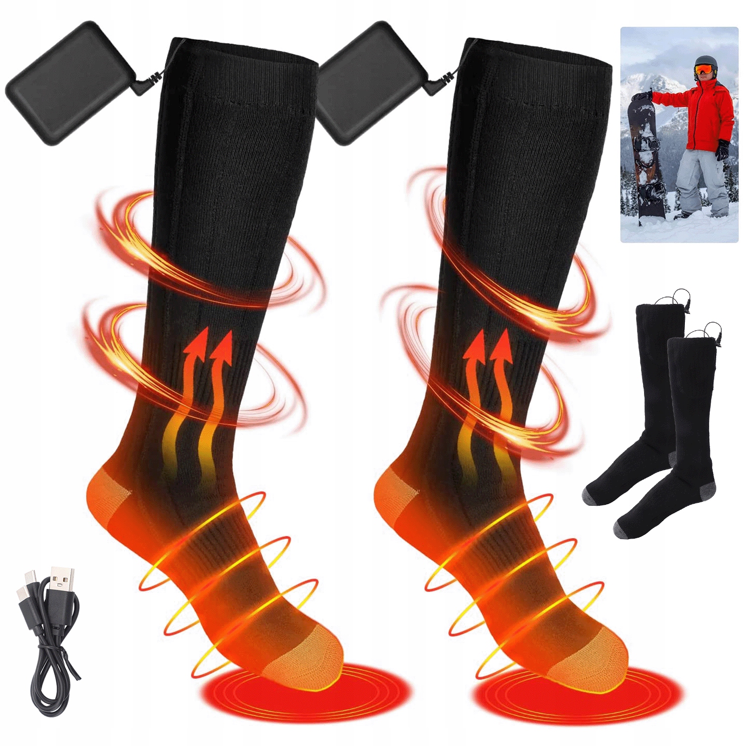 Skarpety Grzewcze Z Baterią 4000MAH Ogrzewacze Do Stóp Męskie I Damskie