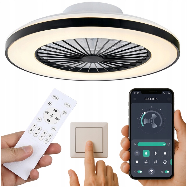 Stropný Ventilátor Ventilátor Led Lampa 51W Cct Pamäť Farby Diaľkový Ovládač Aplikácia