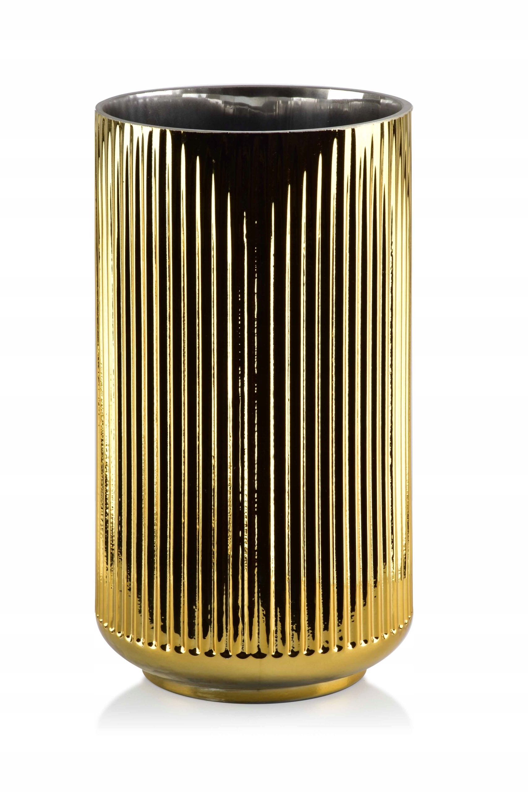 DUZY ZŁOTY WAZON SZKLANY GLAMOUR NA KWIATY 22,5CM