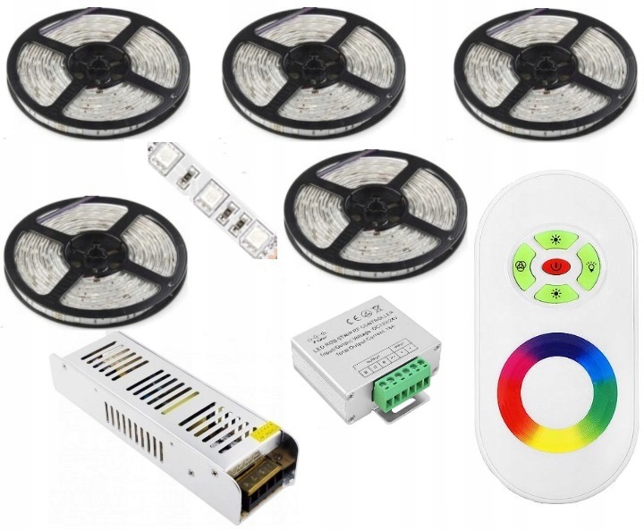 

Zestaw 25m Tasma Led Rgb 5050 Pilot Rf Dotyk Zasil