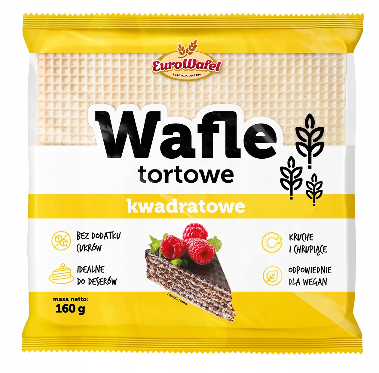 Čtvercové dortové oplatky na dezerty a koláče bez přidaného cukru 160 g 14 kusů