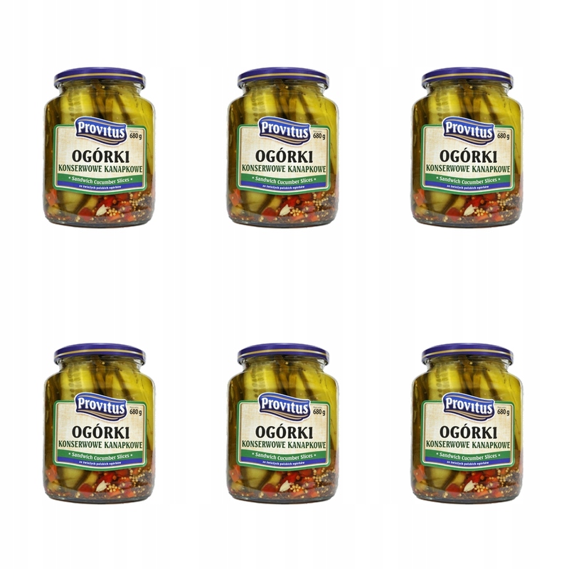 Sendvičové konzervované okurky Provitus 680 g X6