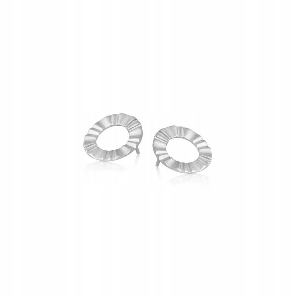 Kolczyki sztyfty srebrne Ania Kruk fakturowane kółka srebro 925