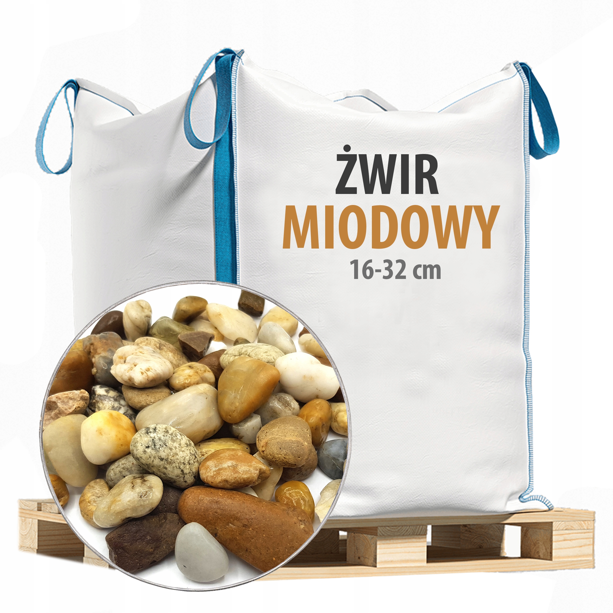 

Piękny Żwir Ogrodowy Miodowy 16-32mm 500KG Big Bag