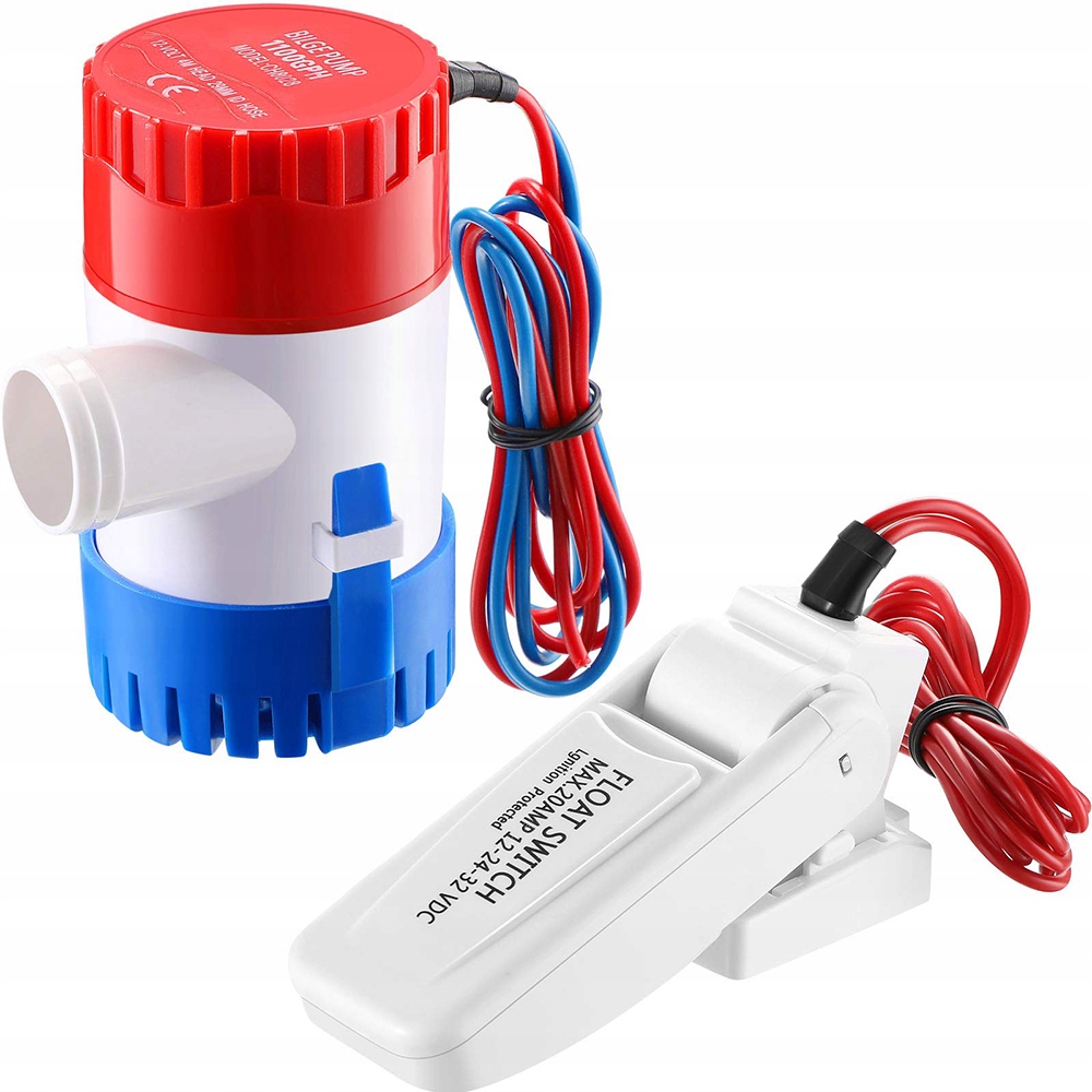 Jachtowa Pompa Zęzowa 12V 1100 Gph 70L/MIN Automatyczny Pływak do Kamperów