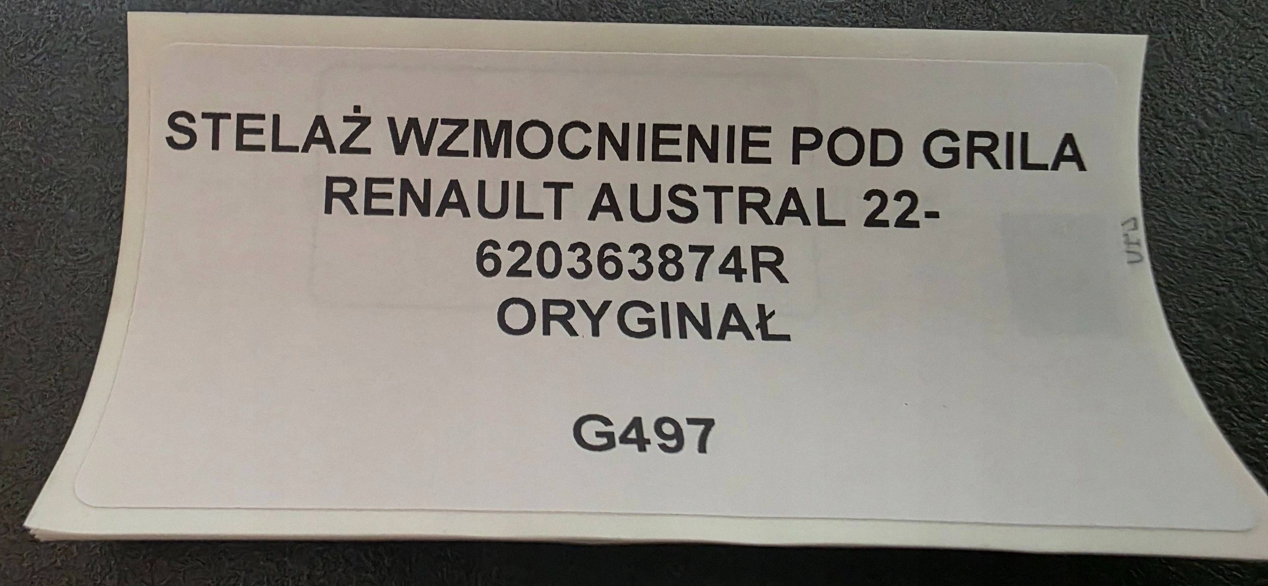 Supporto Traversa GRILLA RENAULT AUSTRAL 22- Originale 620363874R