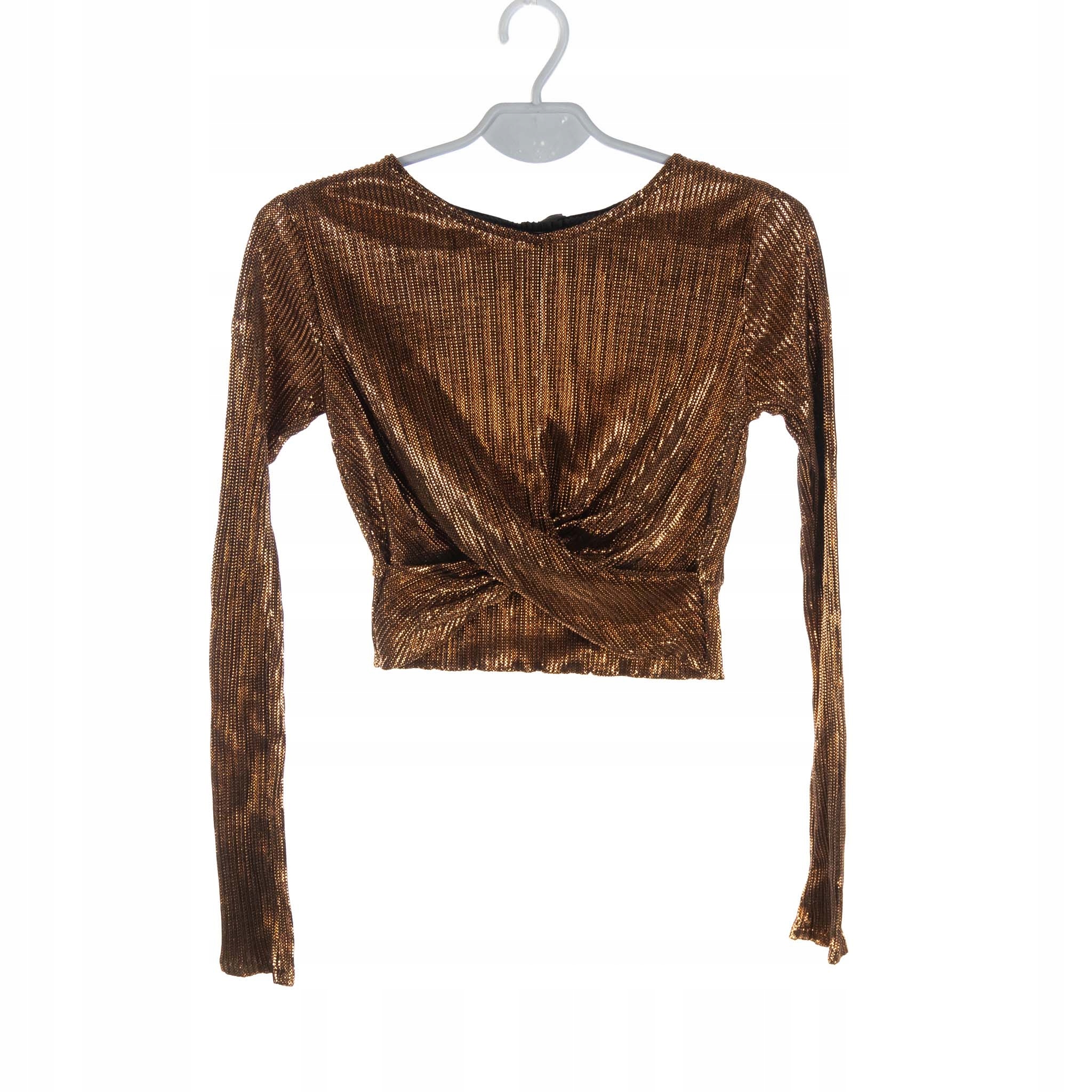 Dámská Halenka Topshop Hnědá, Krátká, Lesklá, Dlouhý Rukáv, Velikost 34