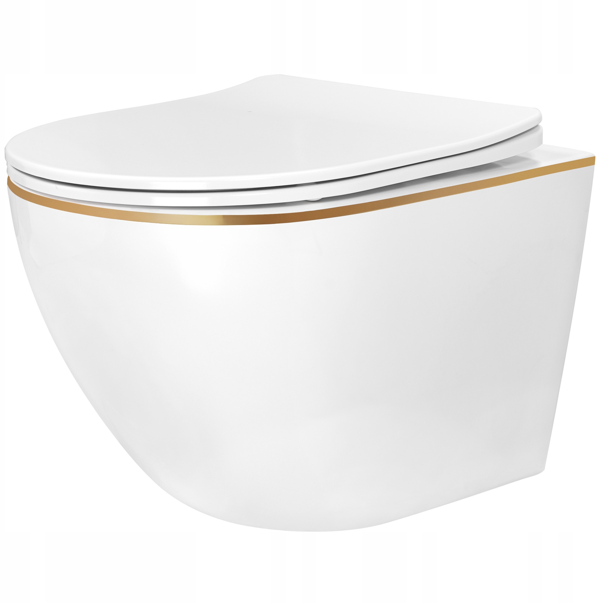 Misa Wc Wisząca Cicha Biała Złoty Rant Caro Mini Tornado Nfq Gold Edge