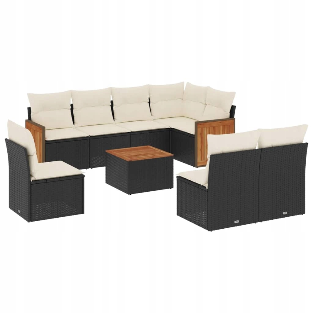 Set zahradního nábytku plast vidaXL černý 9 el.