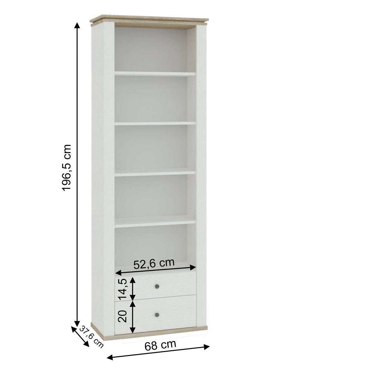 REGAŁ NA KSIĄŻKI BIAŁY Z SZUFLADAMI 68 CM Marka Intermeble