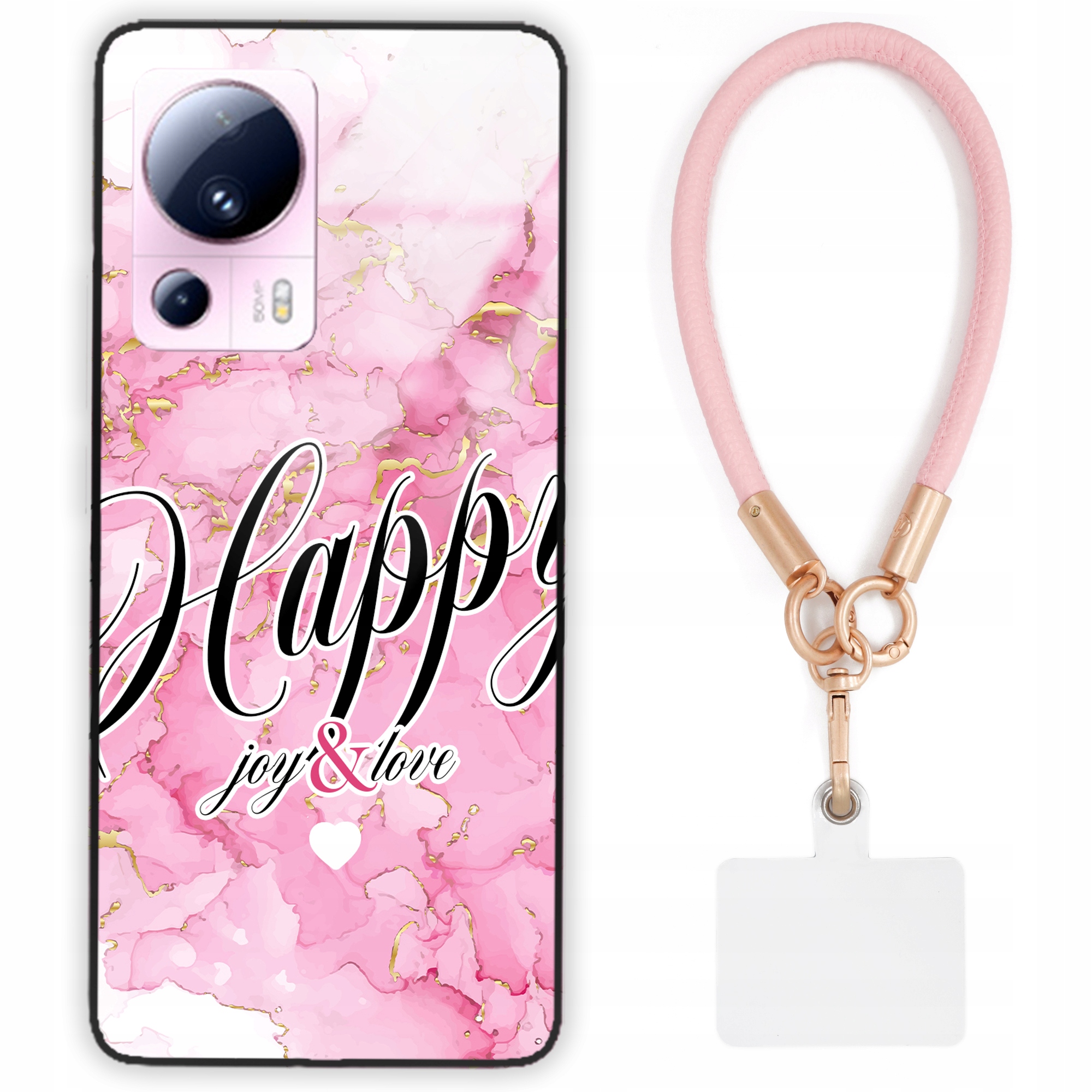 Pouzdro Pro Xiaomi 13 Lite Case Lesklé Vodítko Růžová Kůže Mramorová Glamour