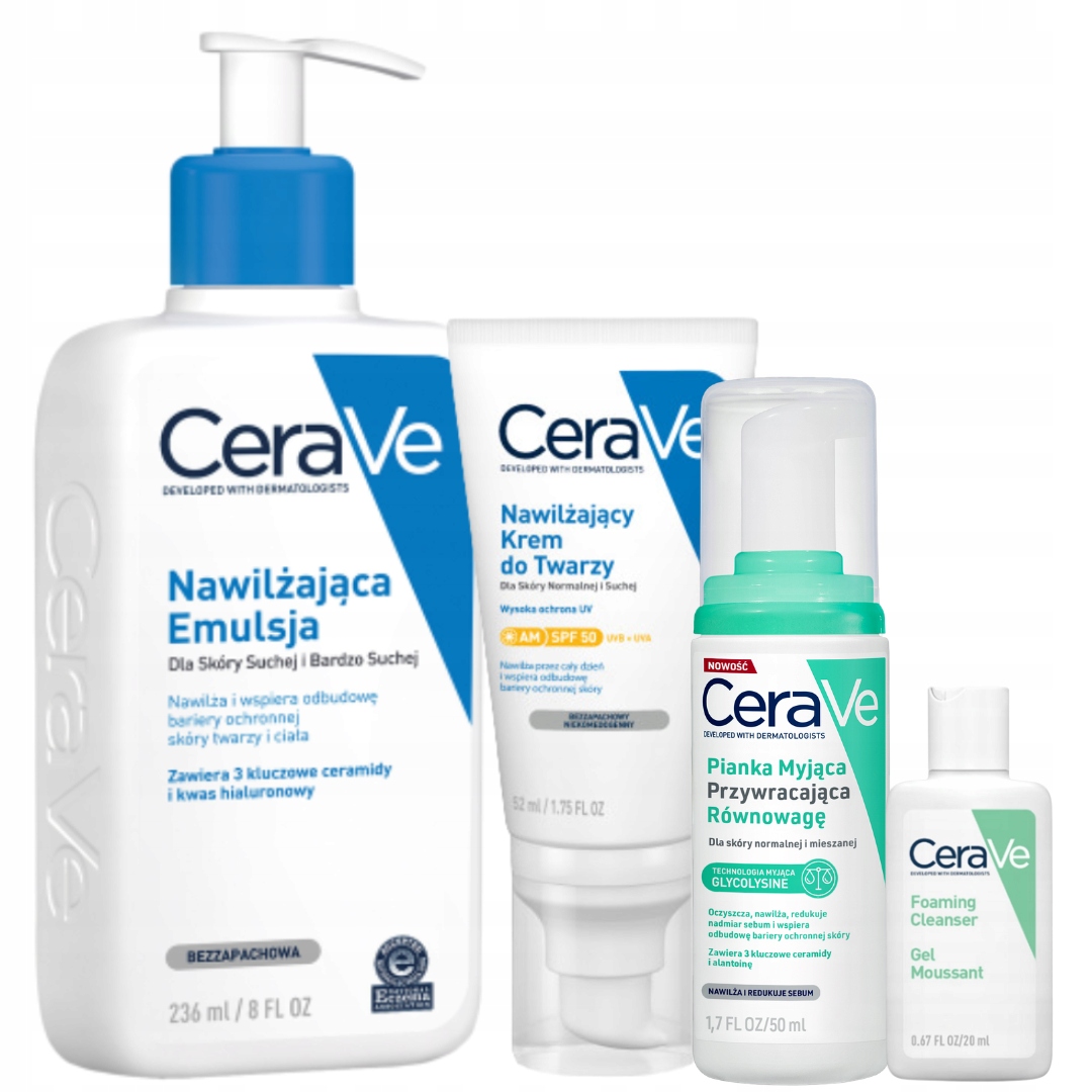 CeraVe Emulsja Nawilżająca Skóra Sucha 236ml Krem do Twarzy Spf 50 52ml